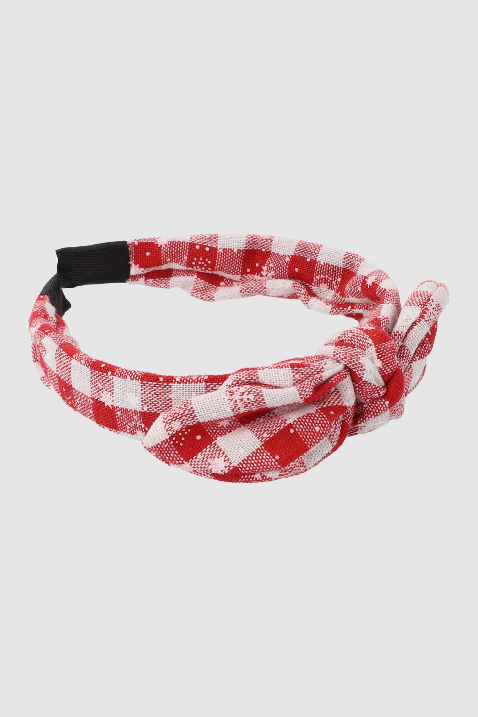 Diadema moño cuadros navideños ROJO
