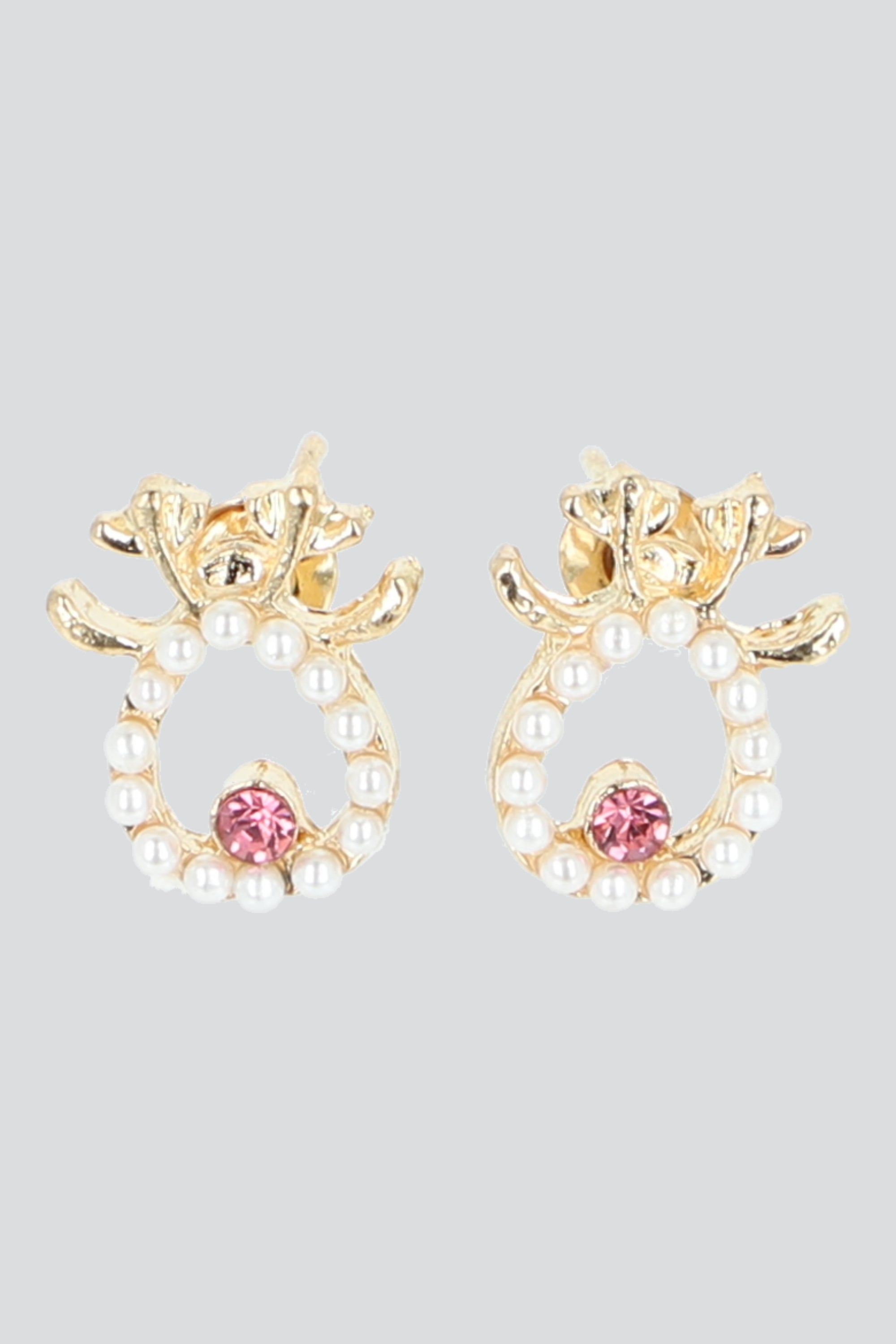 Aretes reno mini perlas ORO
