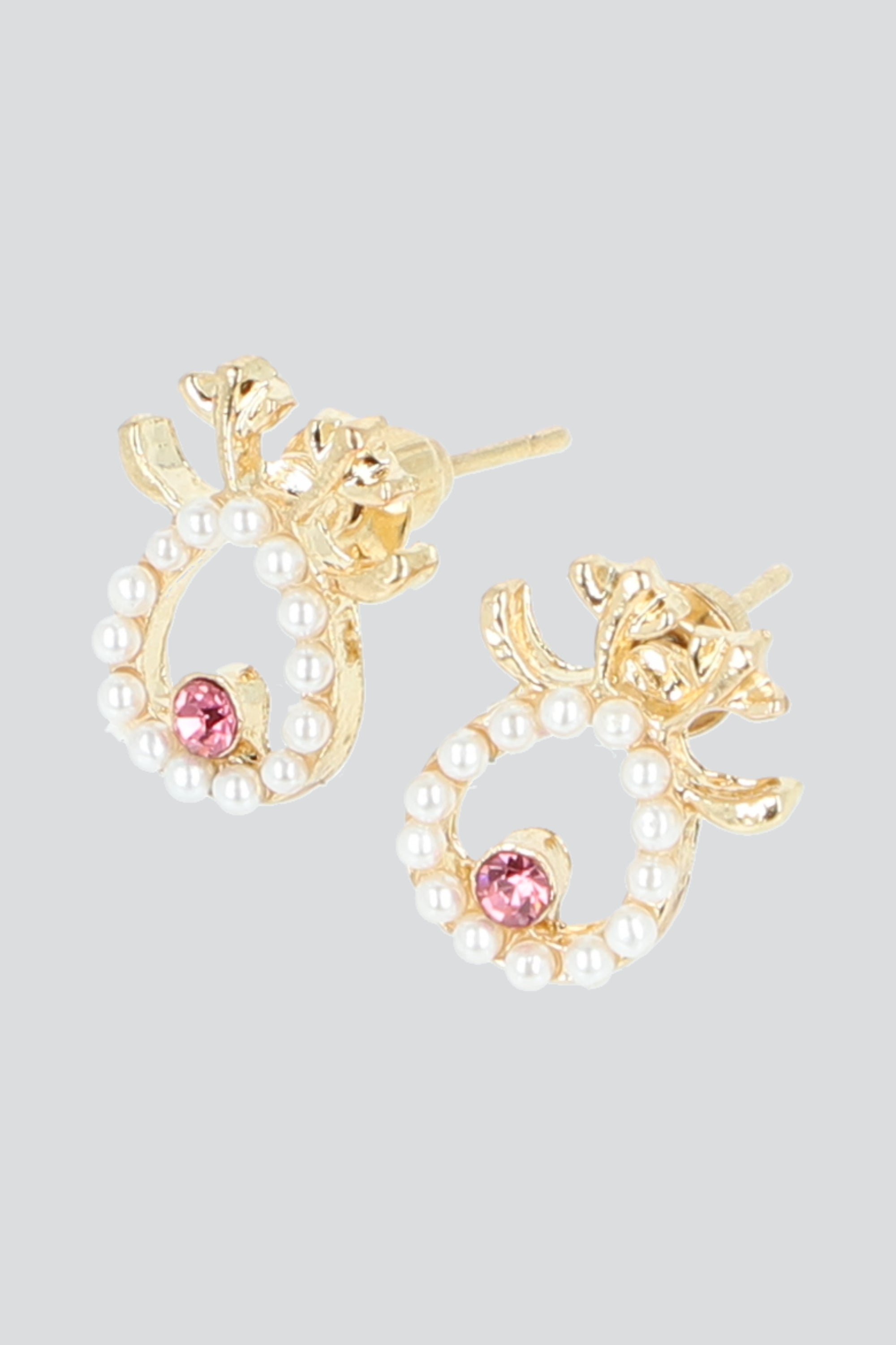 Aretes reno mini perlas ORO