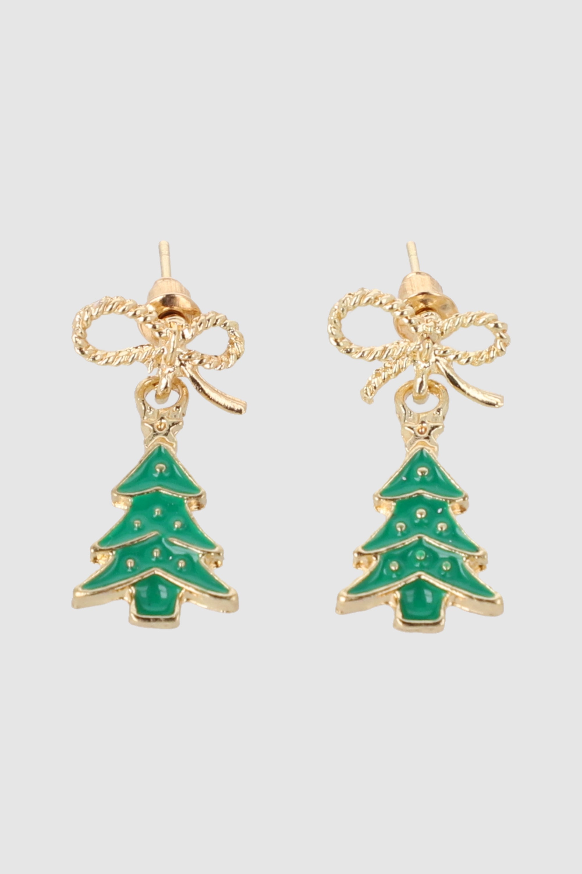 Aretes arbol navideño moño VERDE