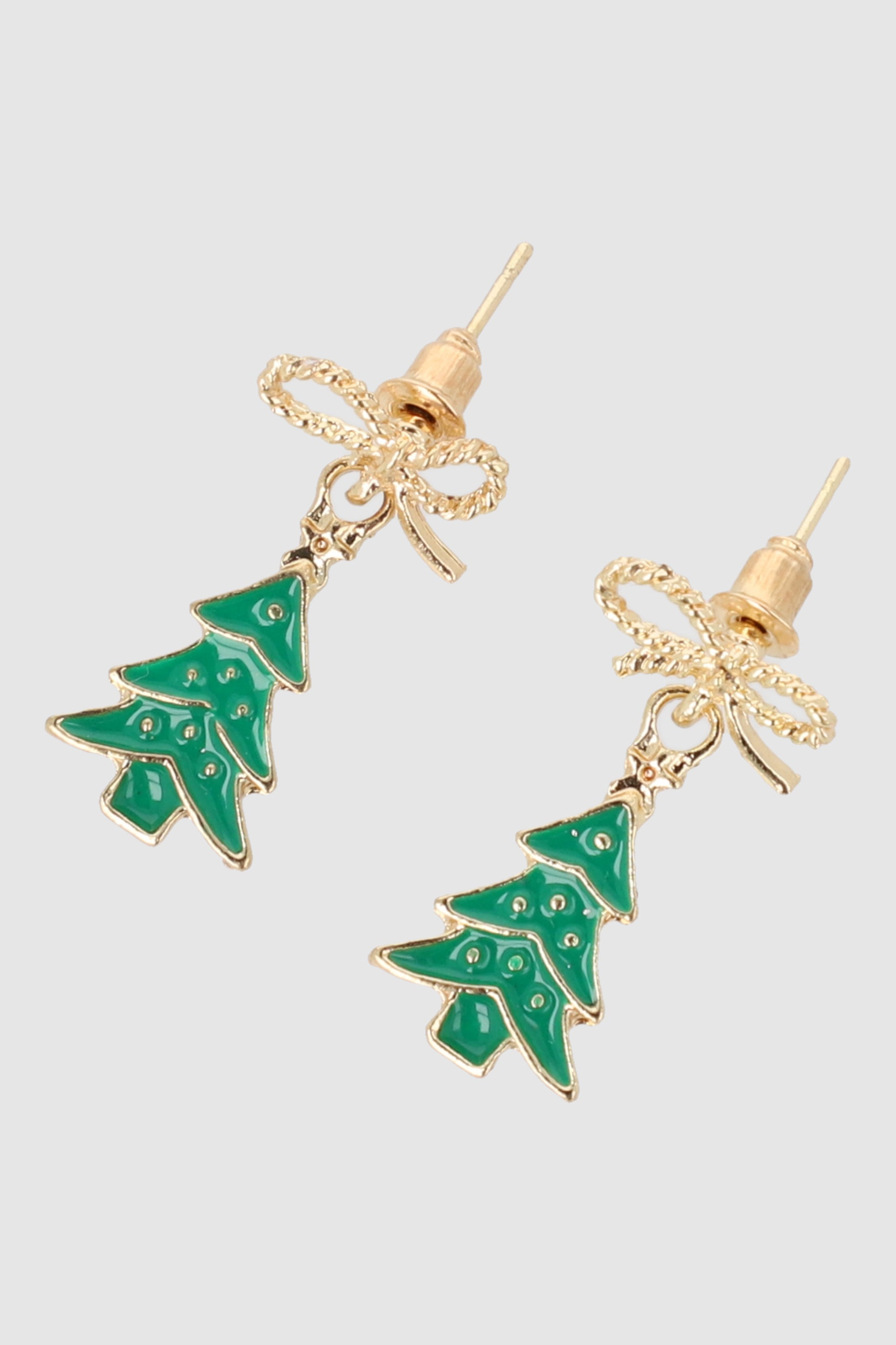 Aretes arbol navideño moño VERDE