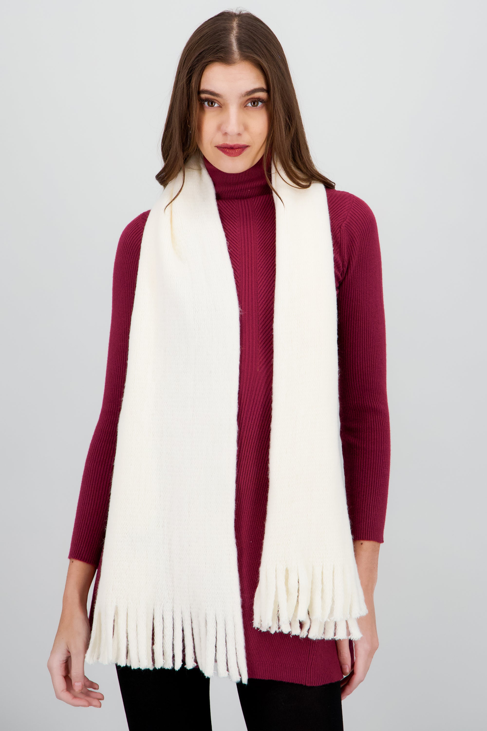 Bufanda color flecos BEIGE