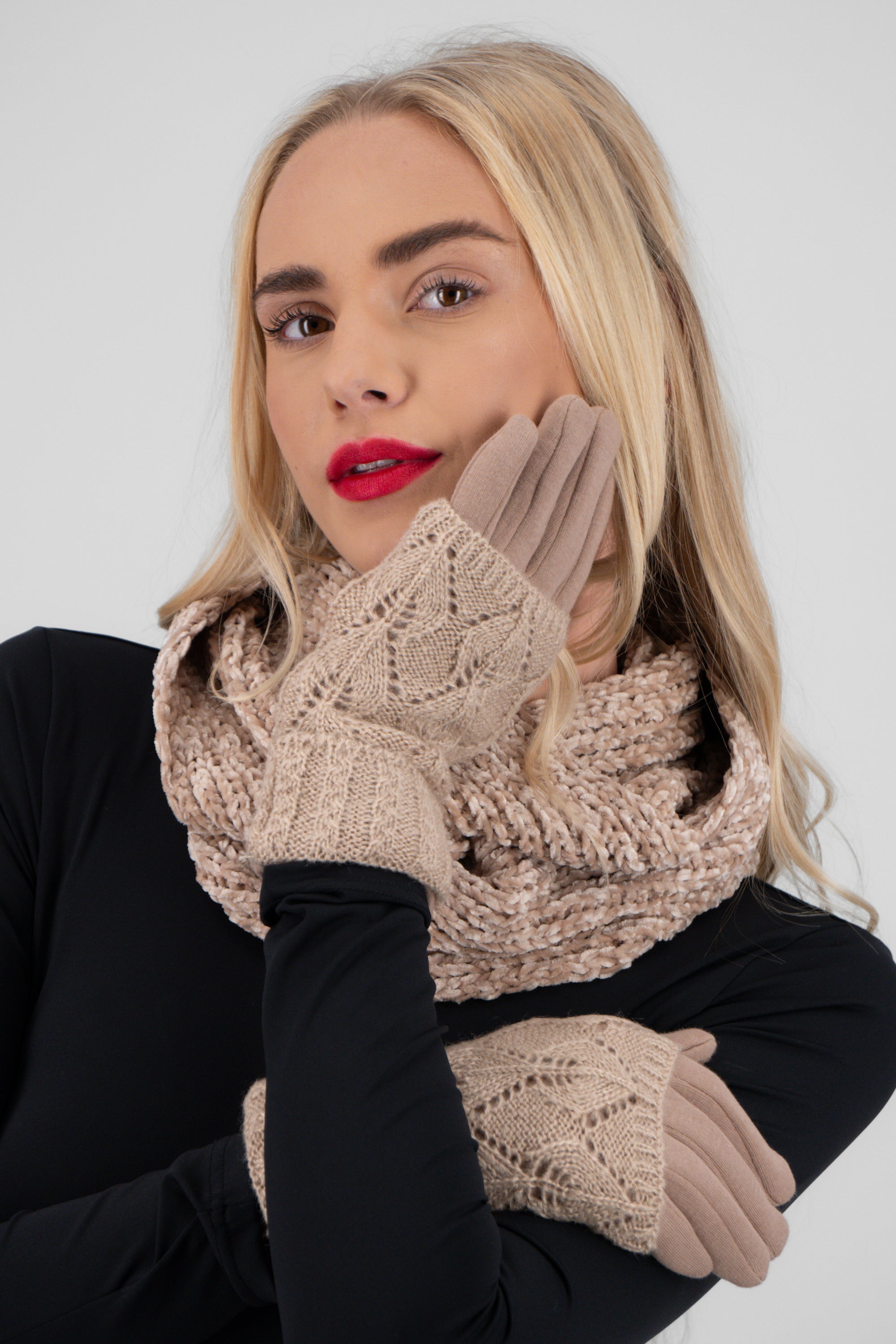 Guantes manga tejida BEIGE