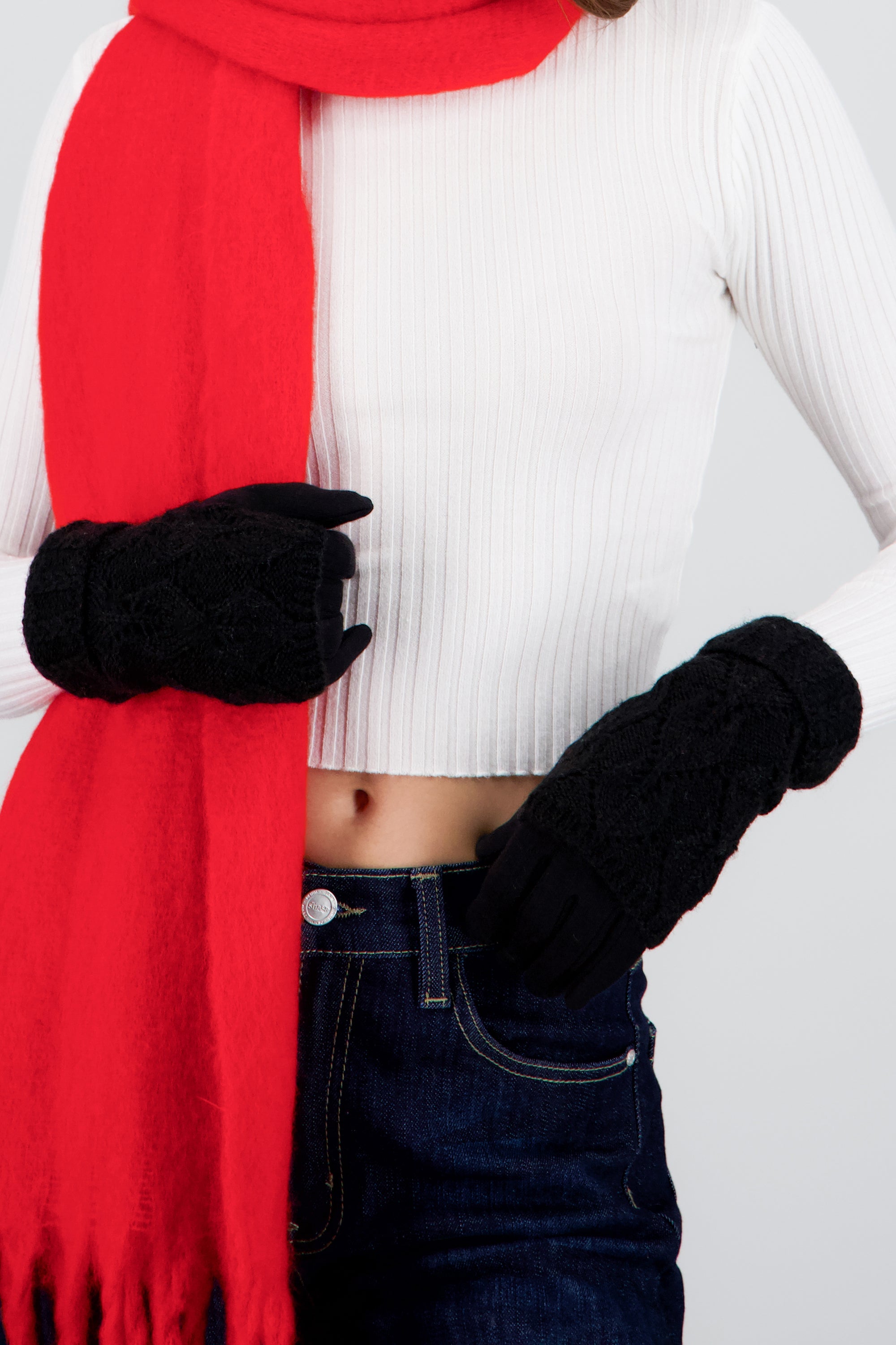 Guantes manga tejida NEGRO