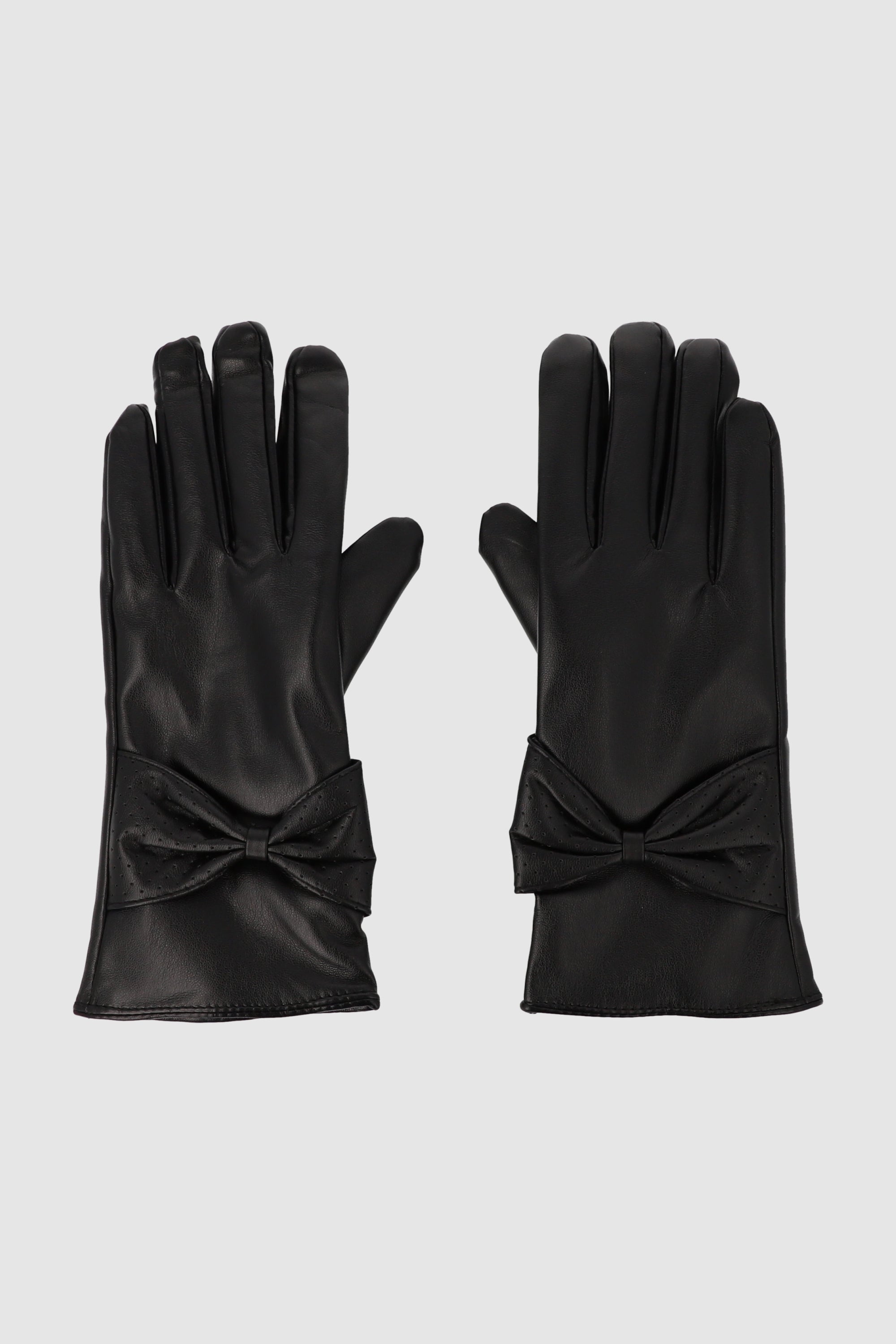 Guantes PU moño NEGRO