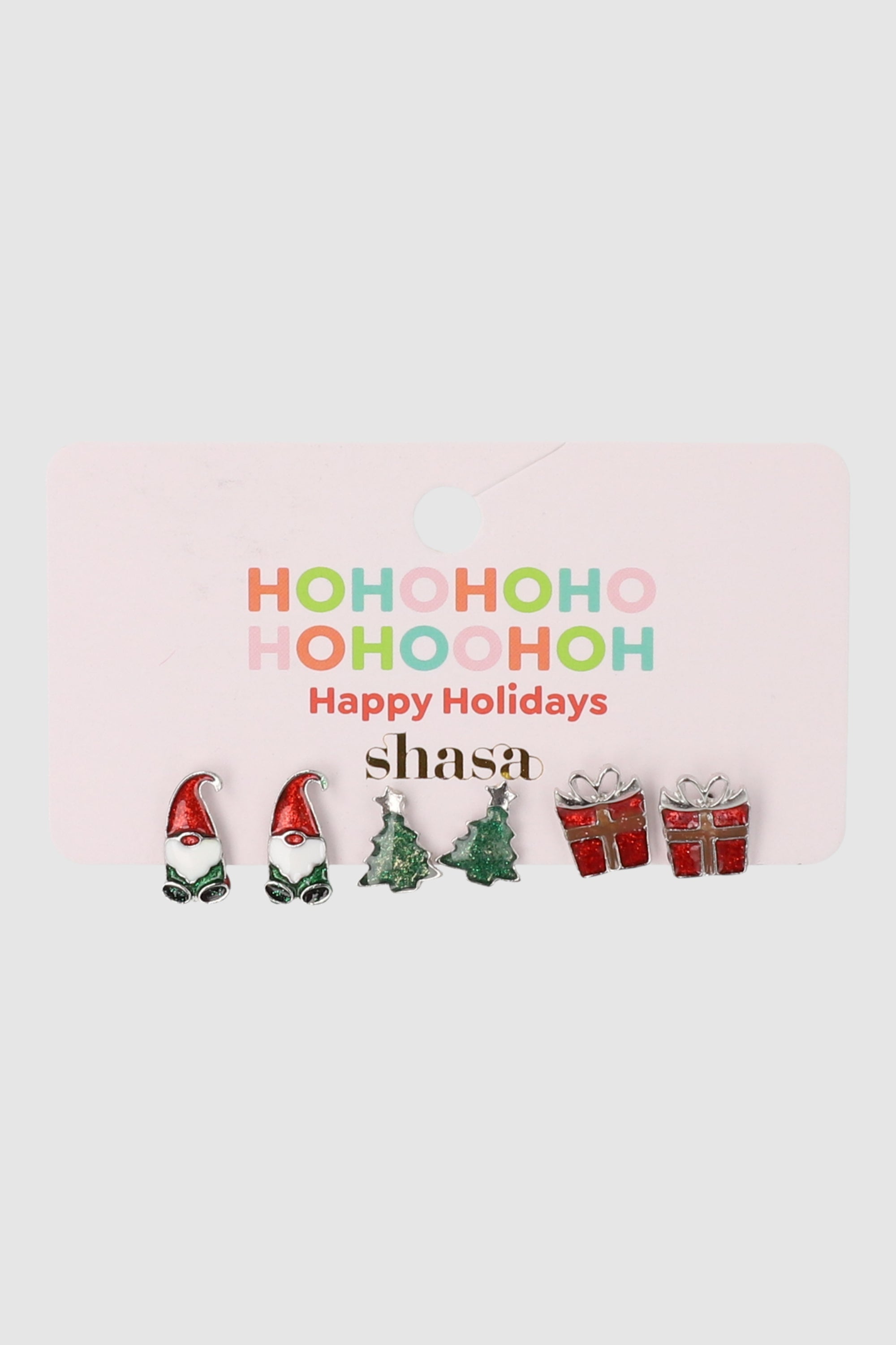 Set 3 pares aretes gnomo navideño PLATA