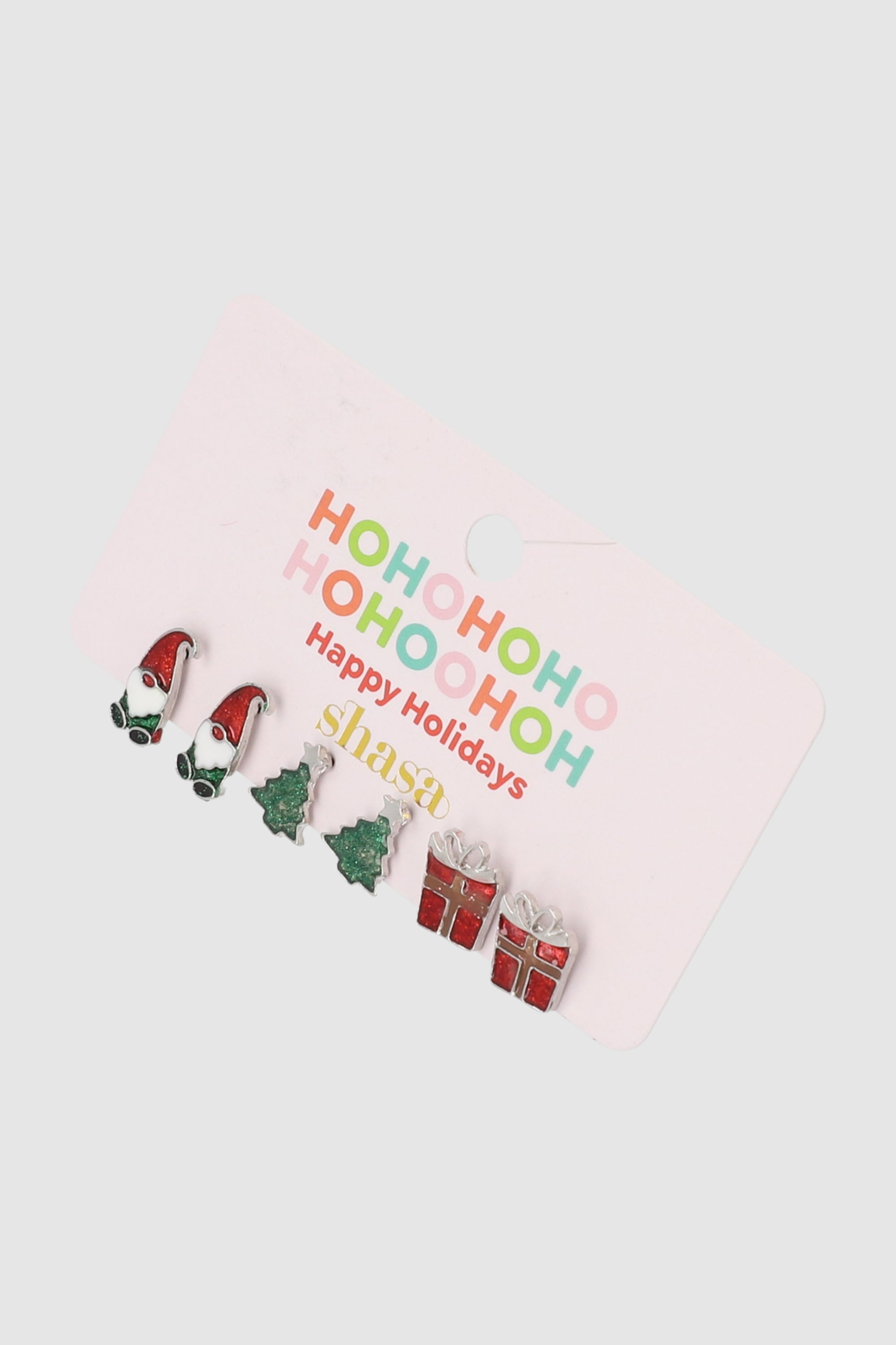 Set 3 pares aretes gnomo navideño PLATA