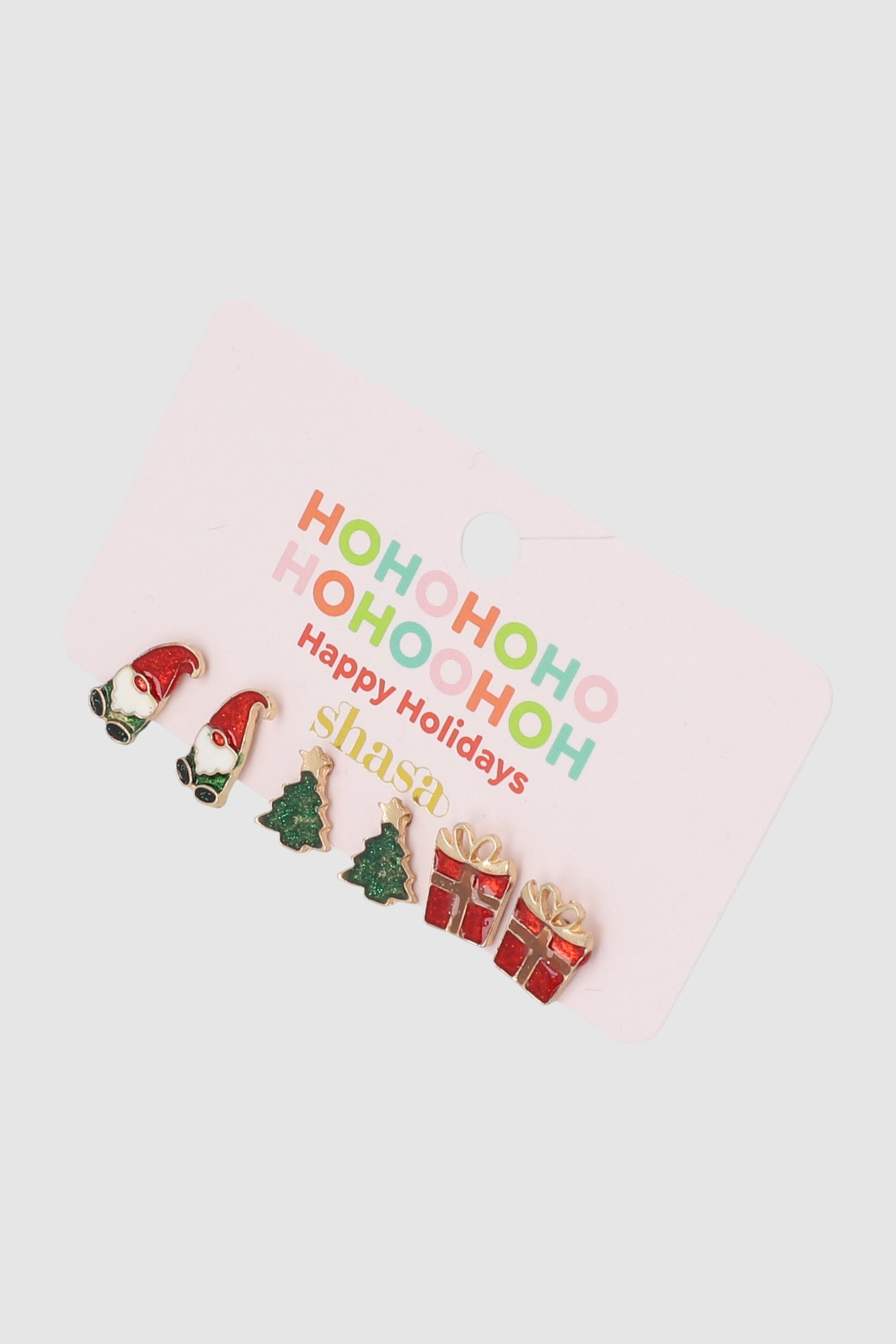 Set 3 pares aretes gnomo navideño ORO