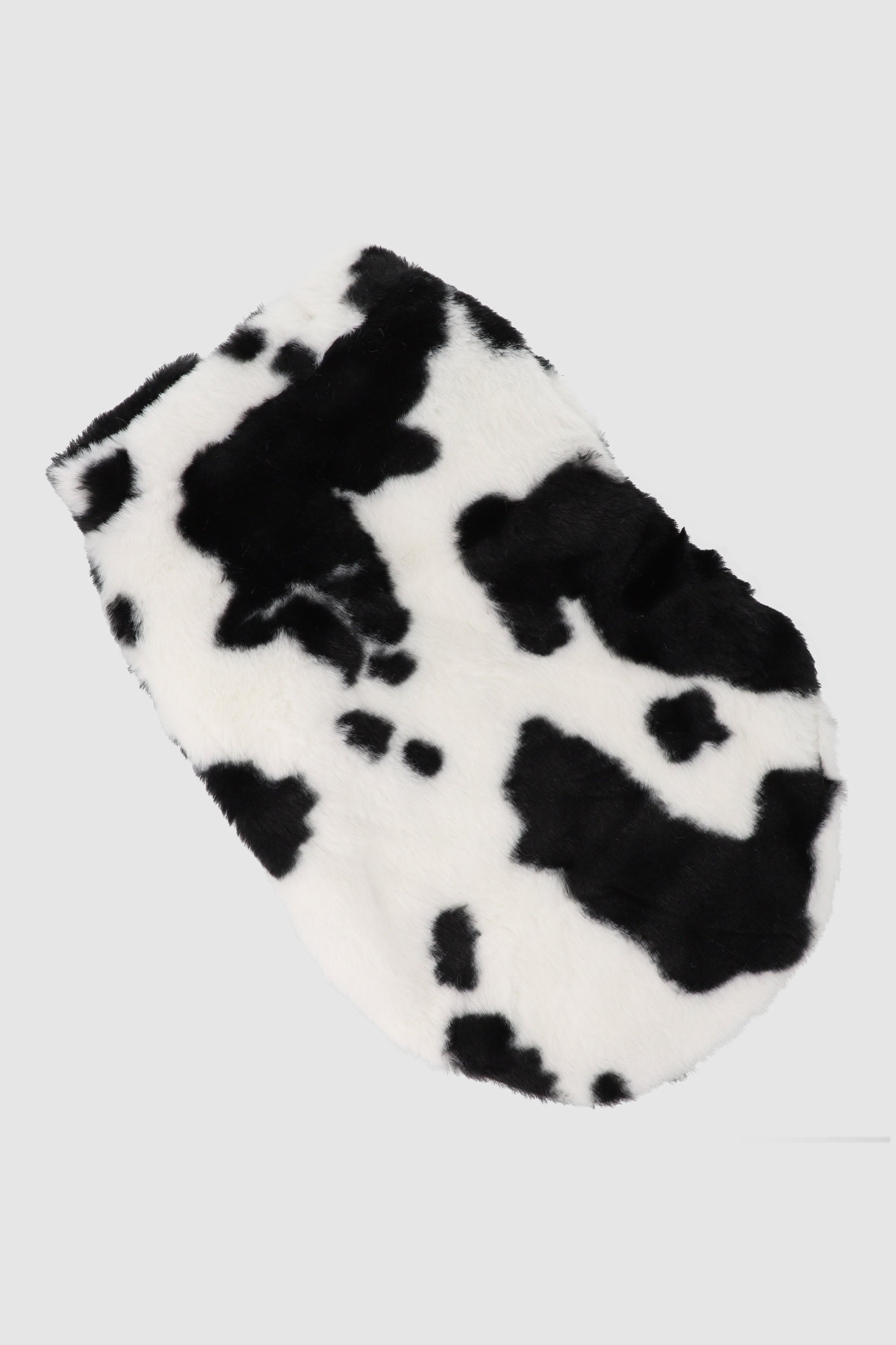 Chamarra fluffy print vaca para mascota NEGRO