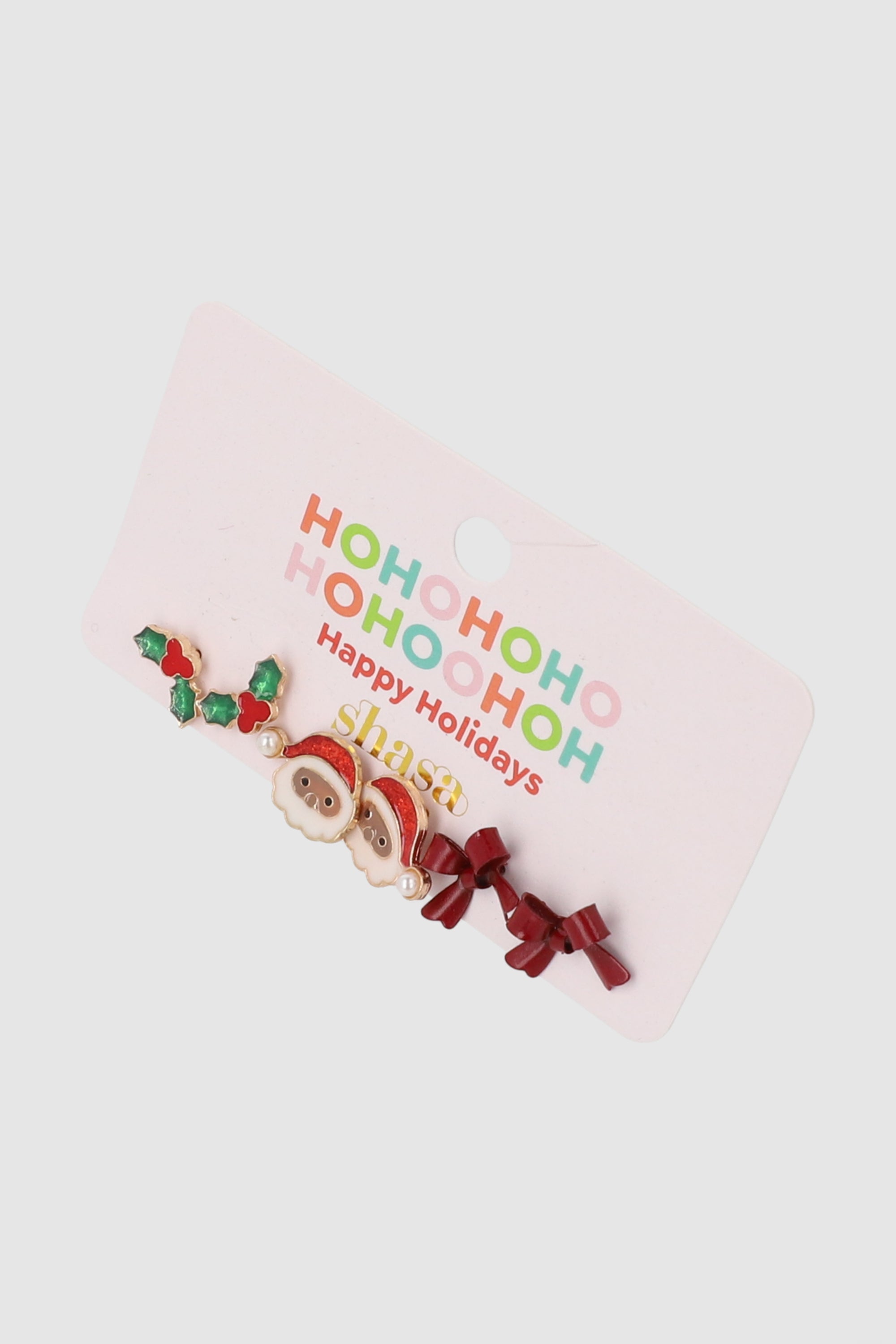 Set 3 aretes santa navideño ROJO COMBO