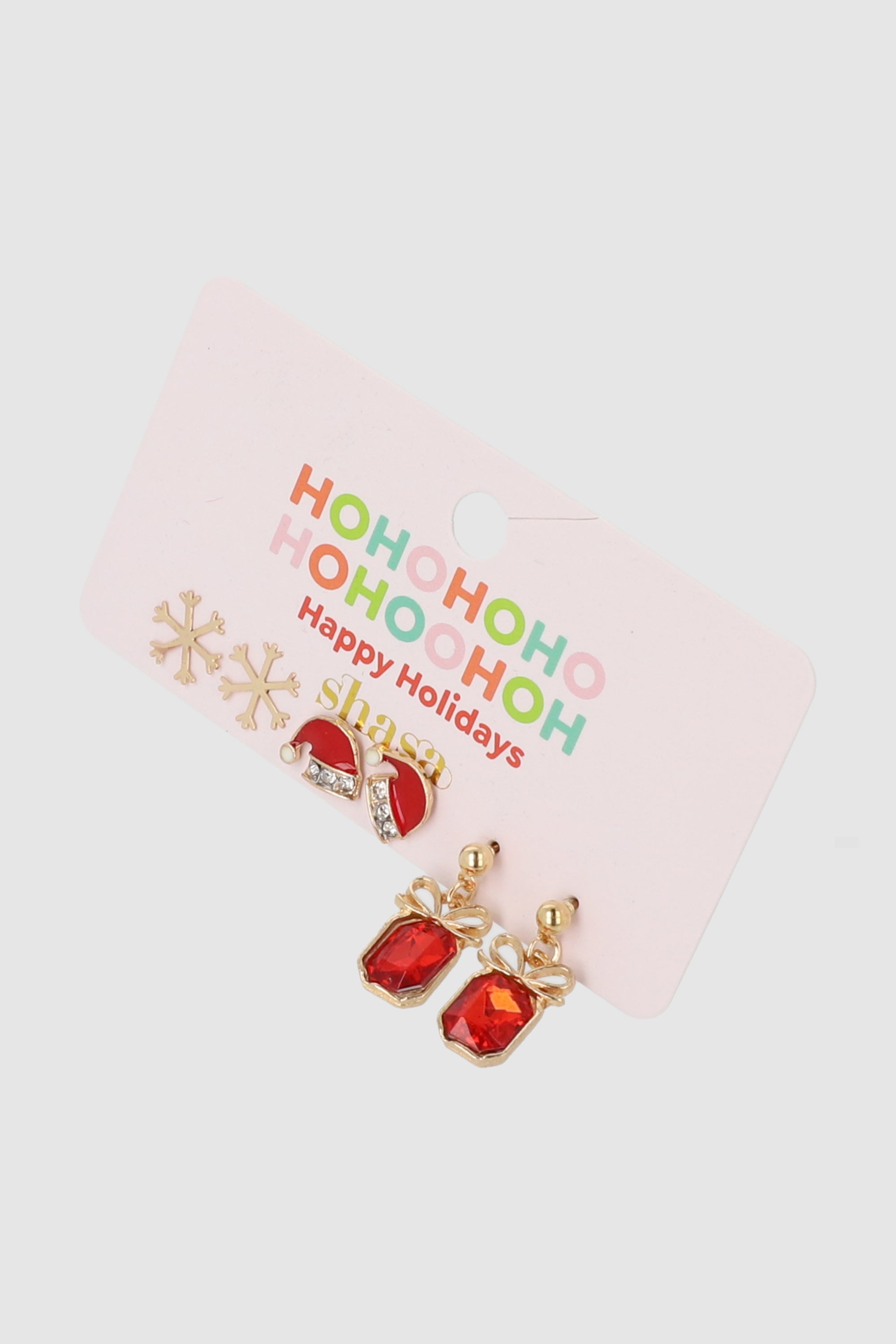 Set 3 pares aretes regalo navideño ORO