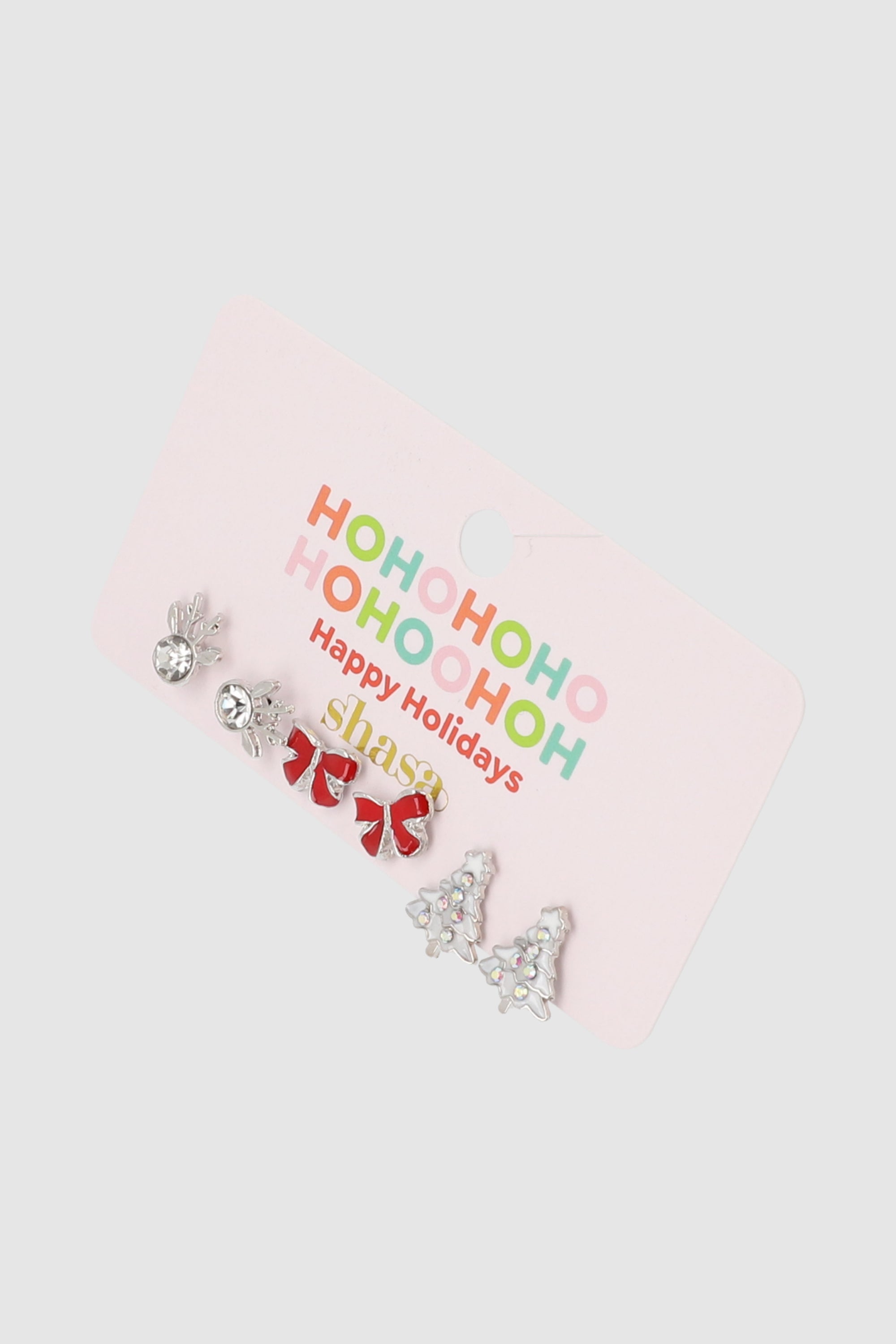 Set 3 pares aretes figuras navideñas PLATA