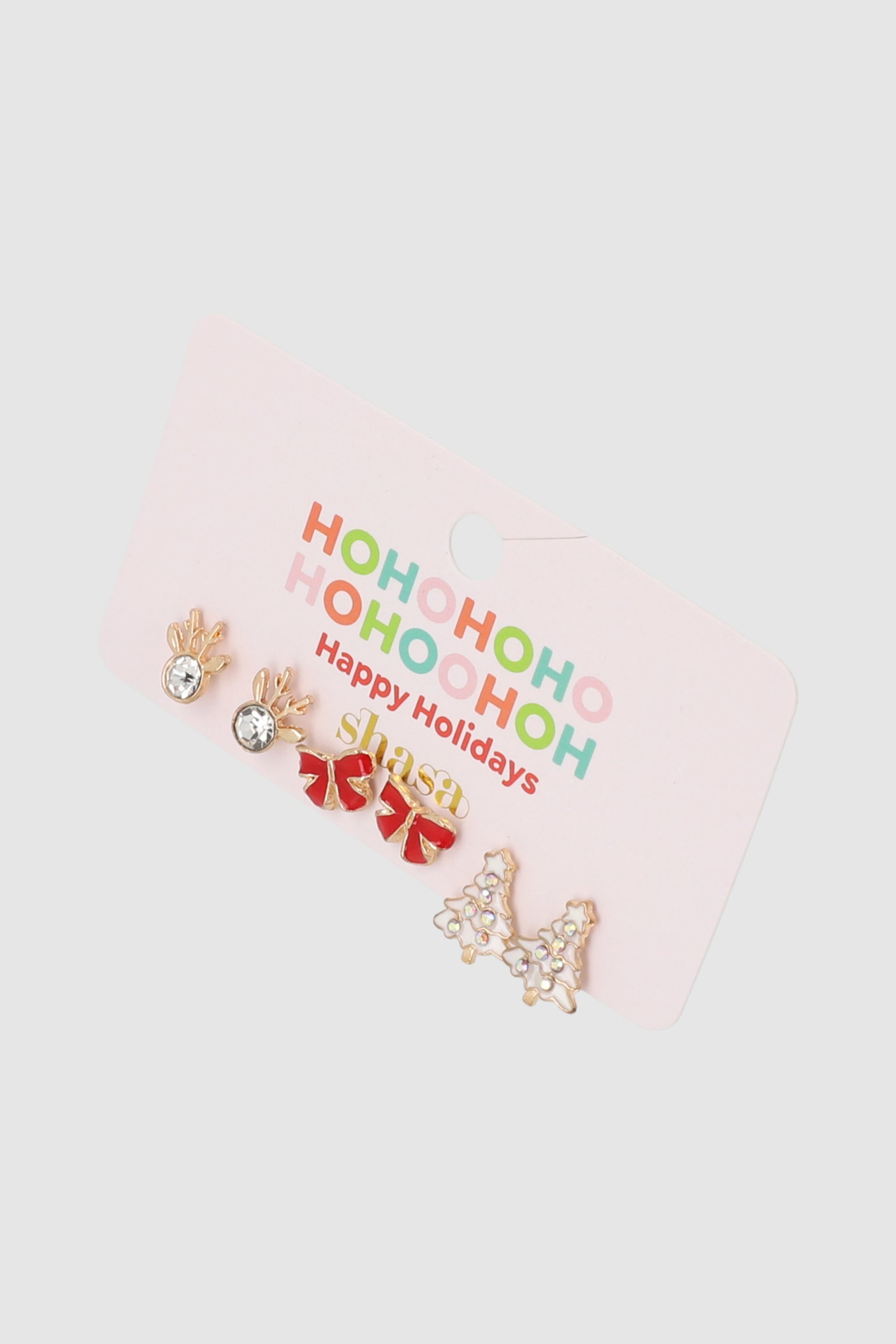 Set 3 pares aretes figuras navideñas ORO