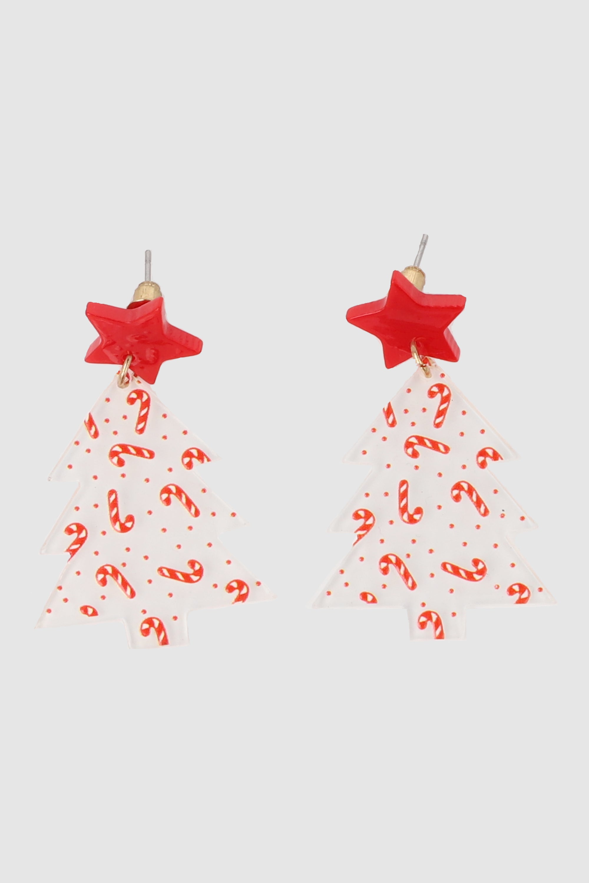 |ARETES ARBOL NAVIDEÑO ACRILICO ROJO