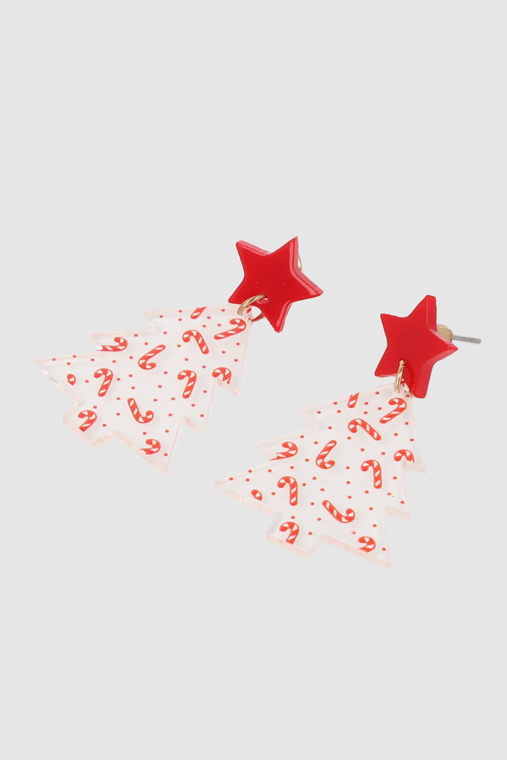 |ARETES ARBOL NAVIDEÑO ACRILICO ROJO