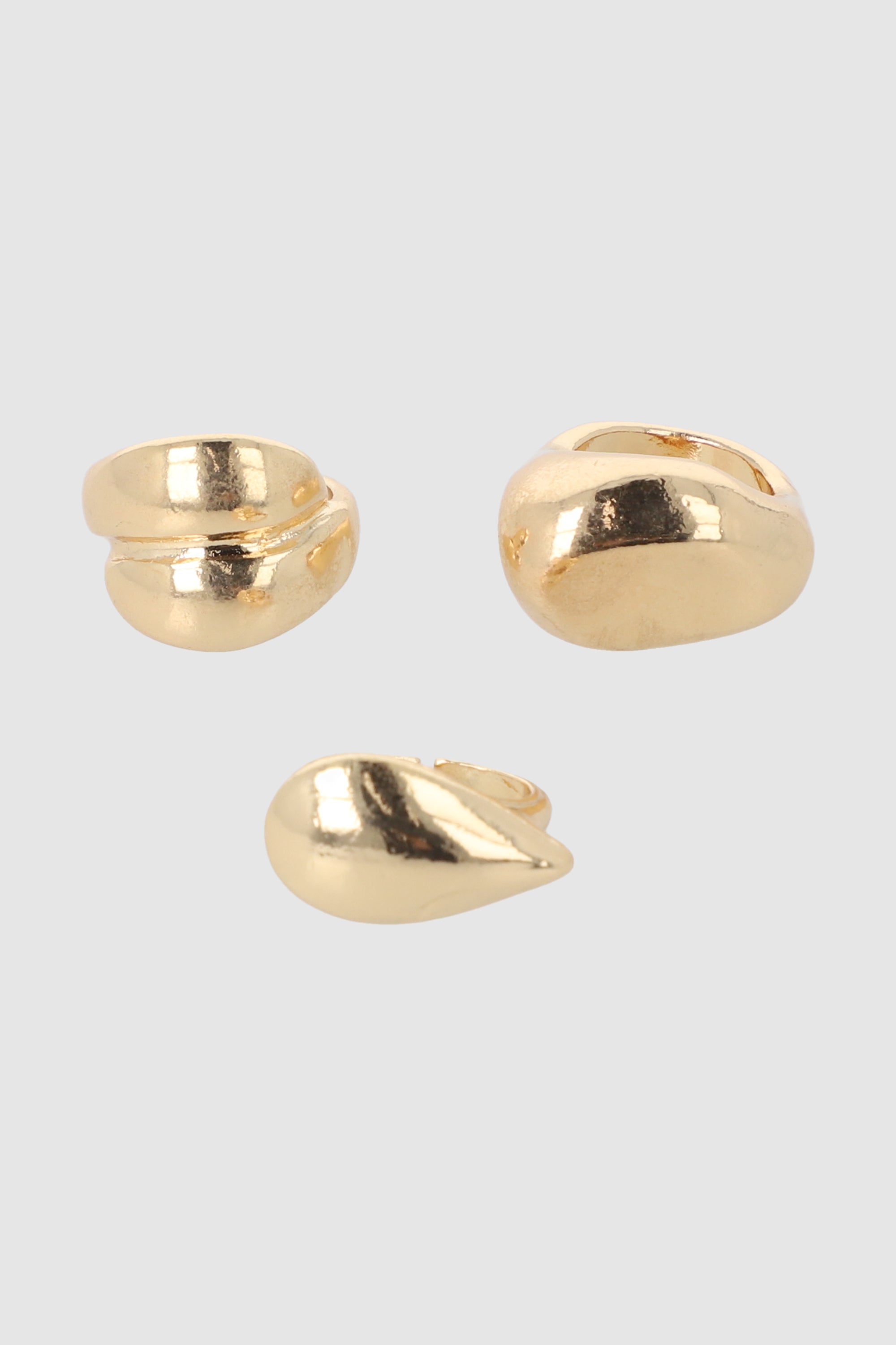 SET 3 ANILLOS FORMAS METAL ORO