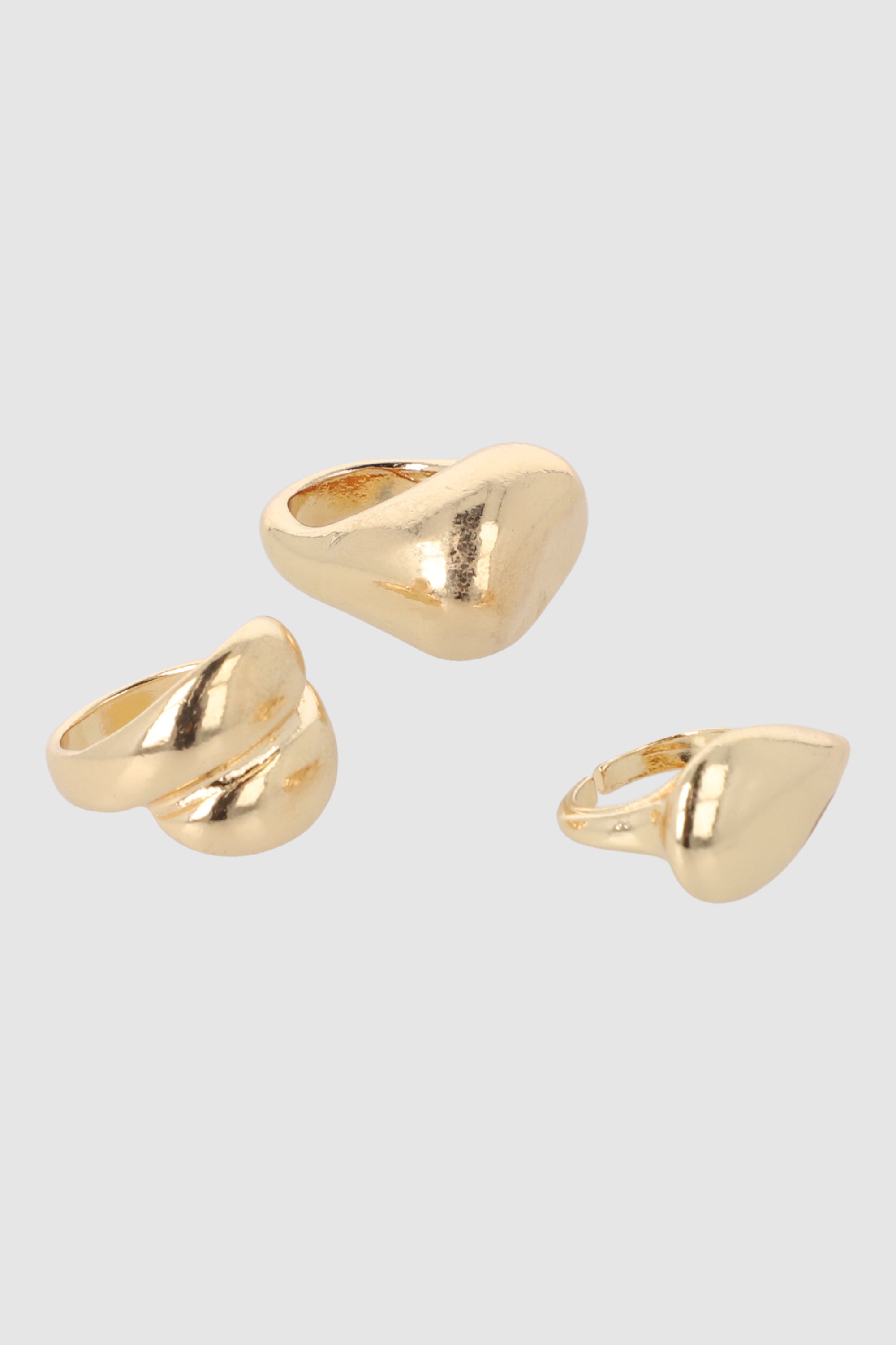 SET 3 ANILLOS FORMAS METAL ORO