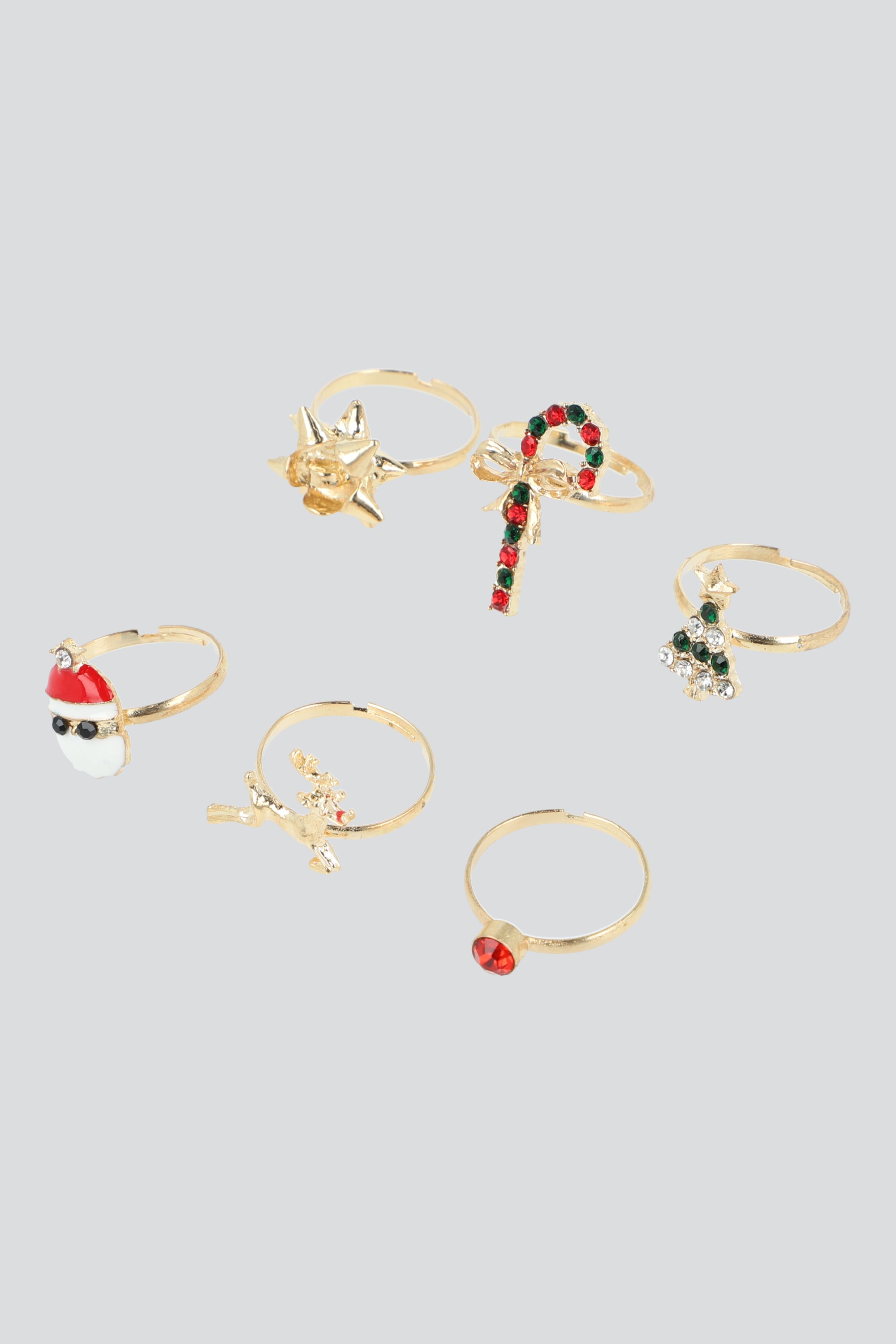 SET 6 ANILLOS NAVIDEÑOS ORO