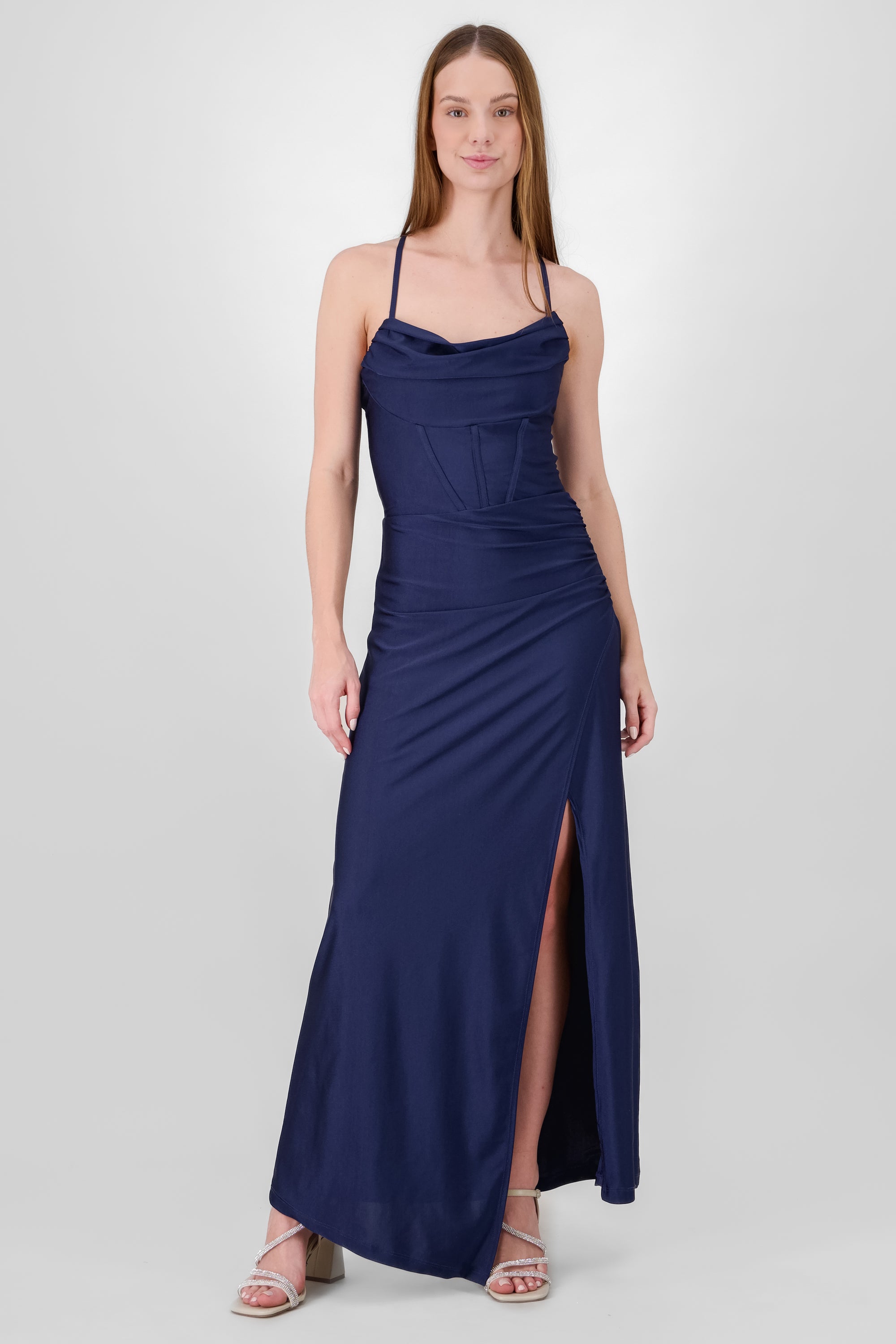 Vestido maxi tirantes drapeado MARINO