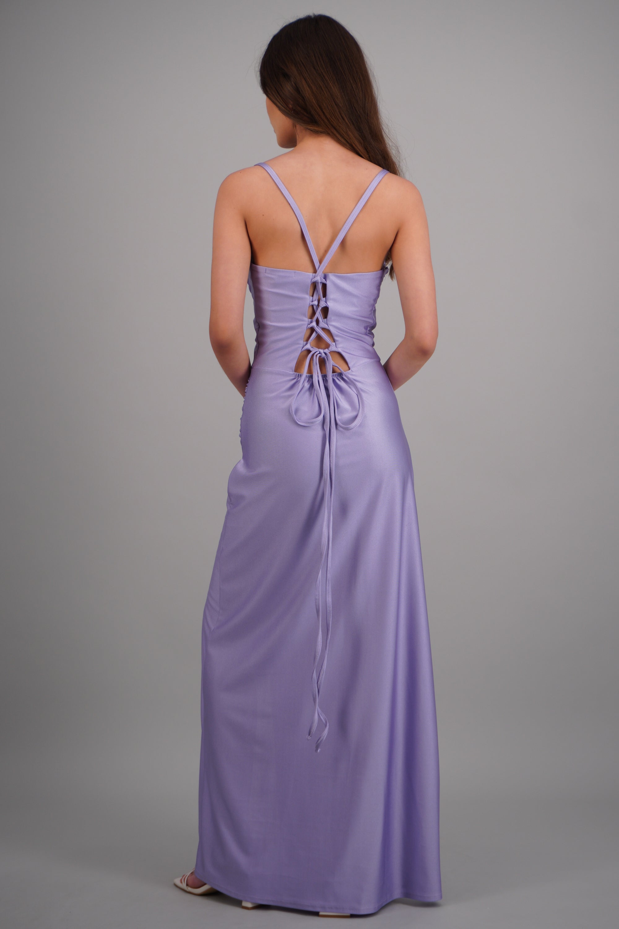 Vestido maxi tirantes drapeado LILA