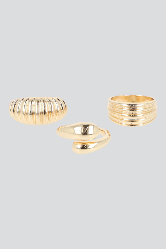 Set de 3 anillos de metal