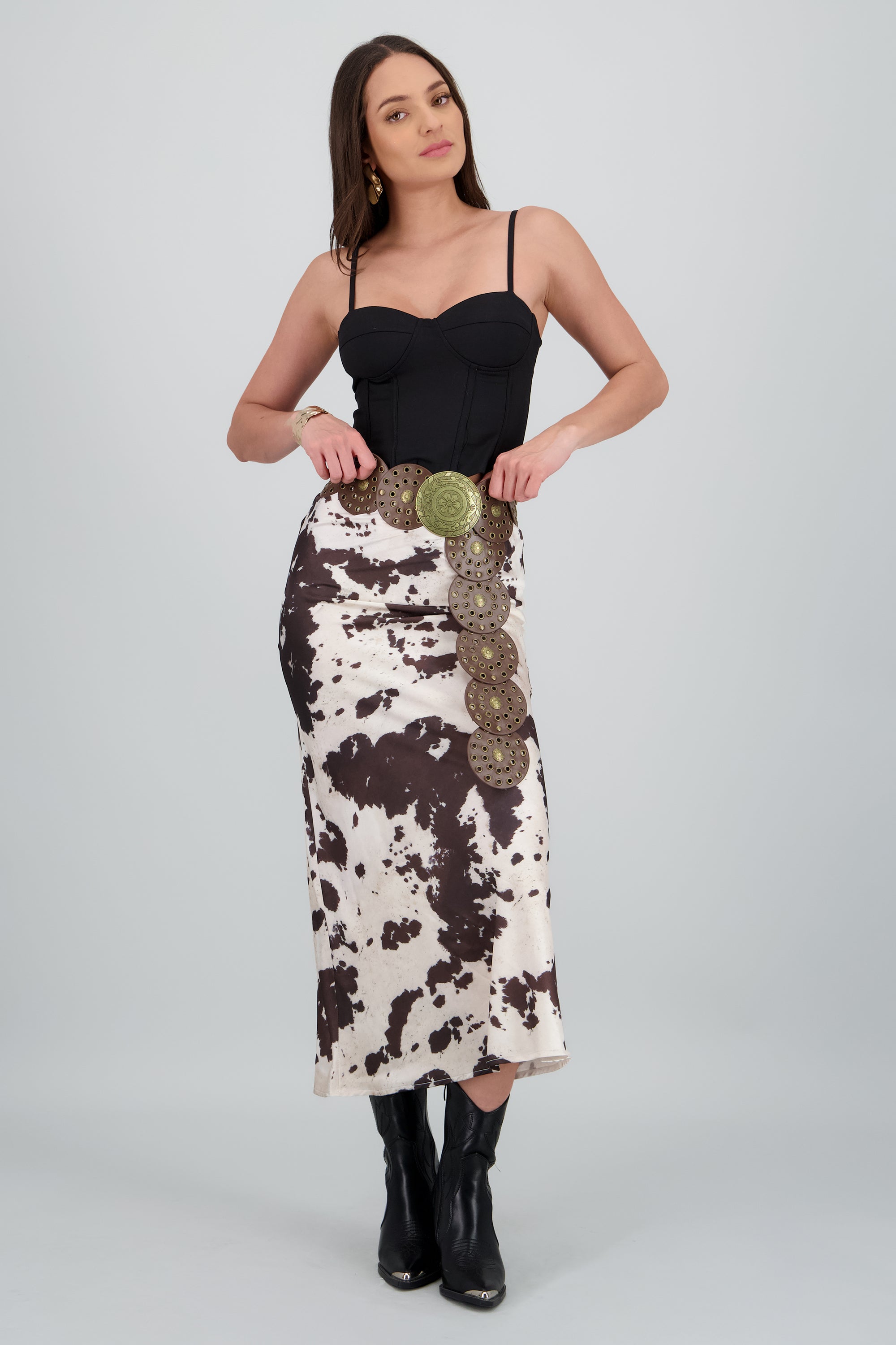 Cinturon circulos hebilla boho CHOCOLATE