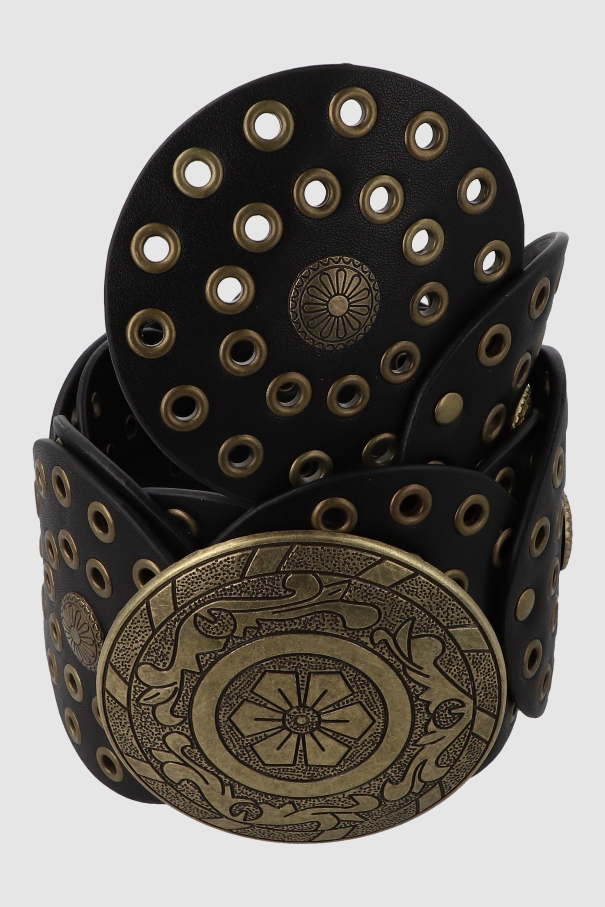 Cinturon circulos hebilla boho NEGRO