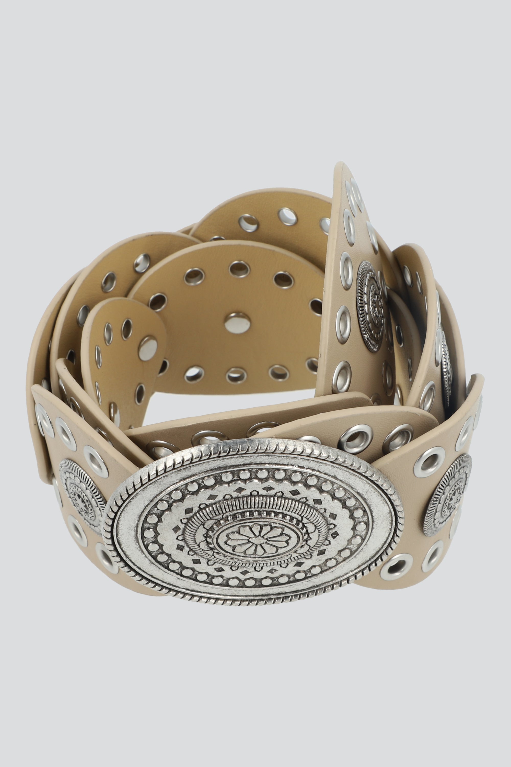 Cinturón ovalos boho hebilla BEIGE