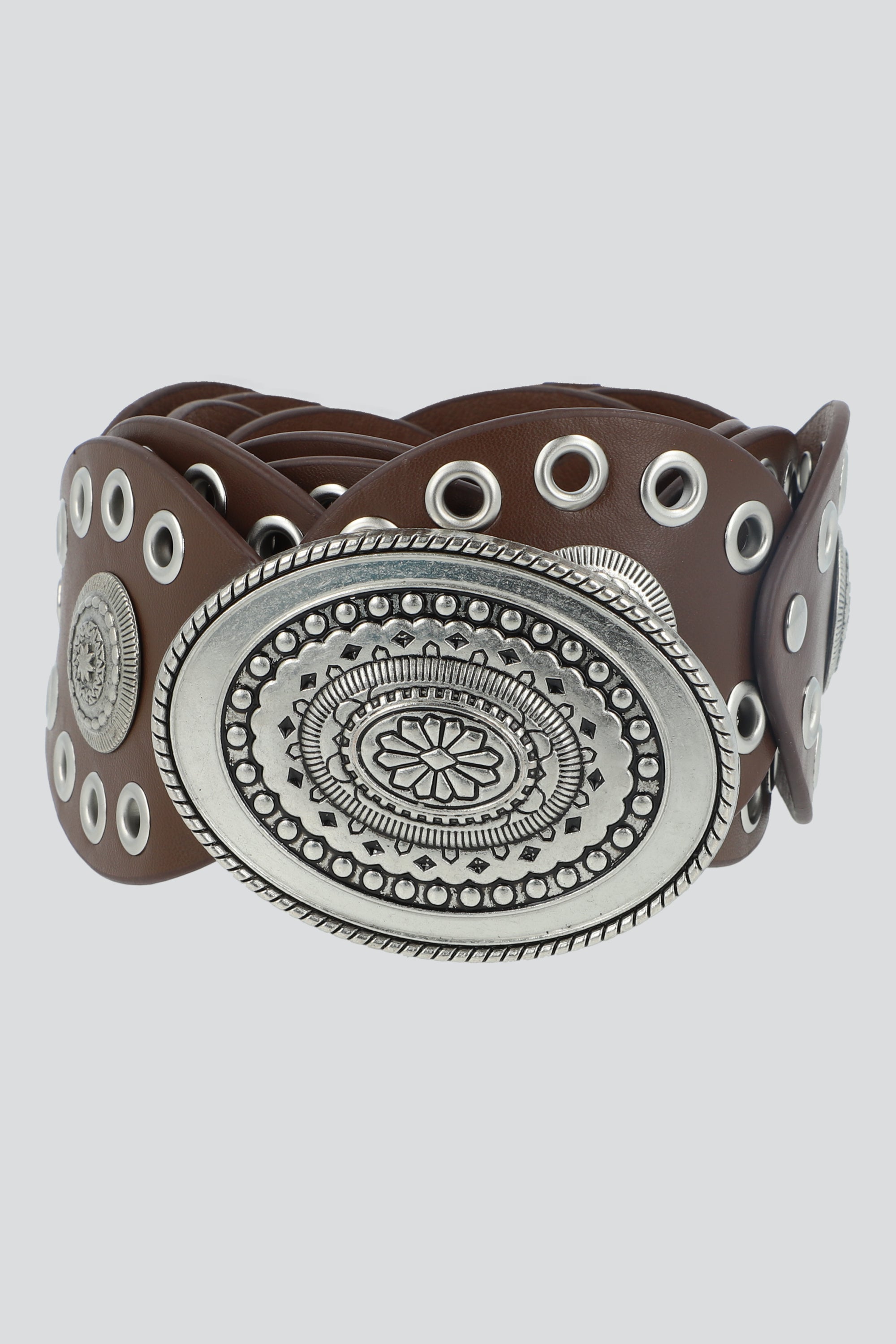 Cinturón ovalos boho hebilla CHOCOLATE