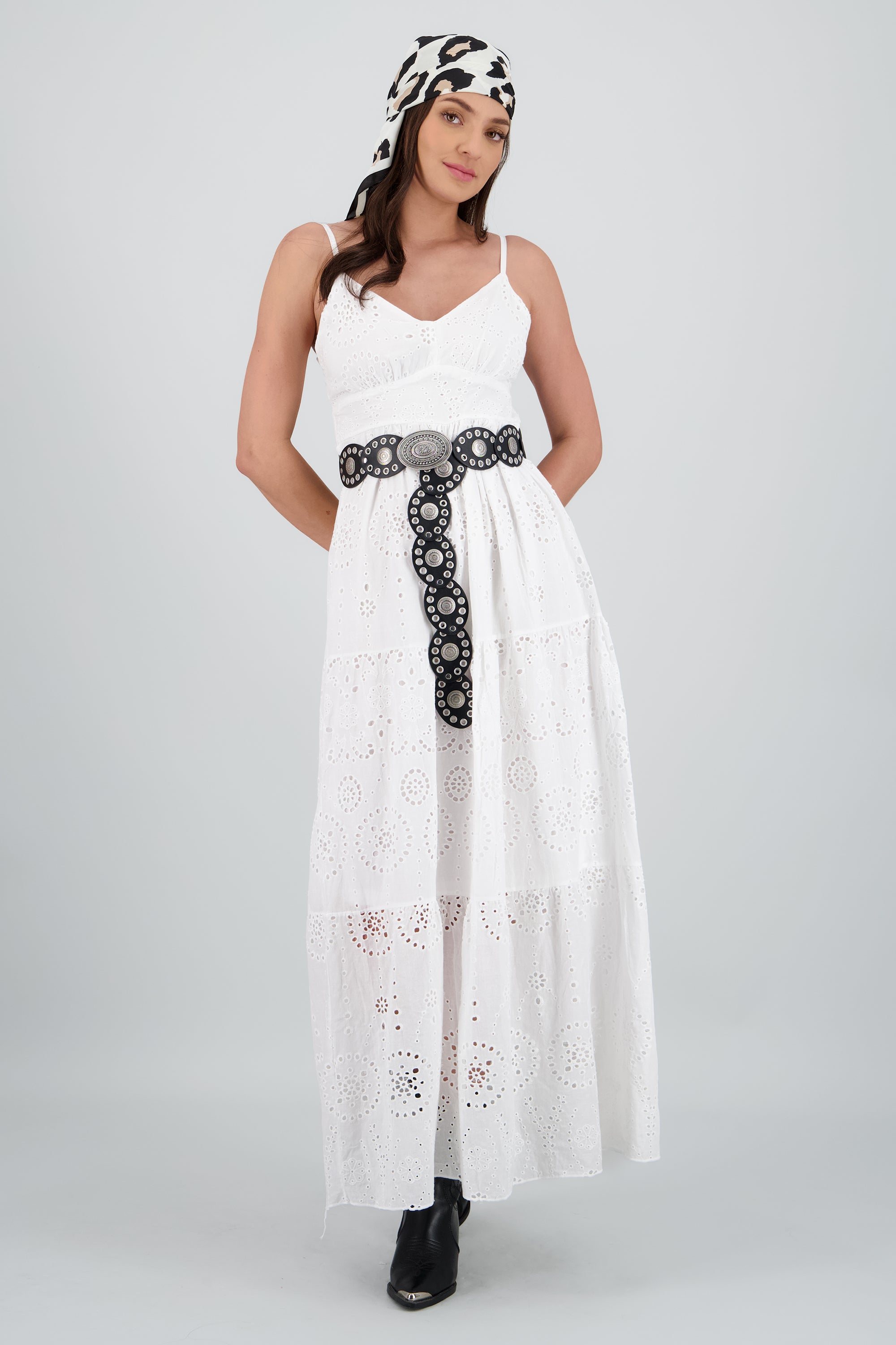 Cinturón ovalos boho hebilla NEGRO