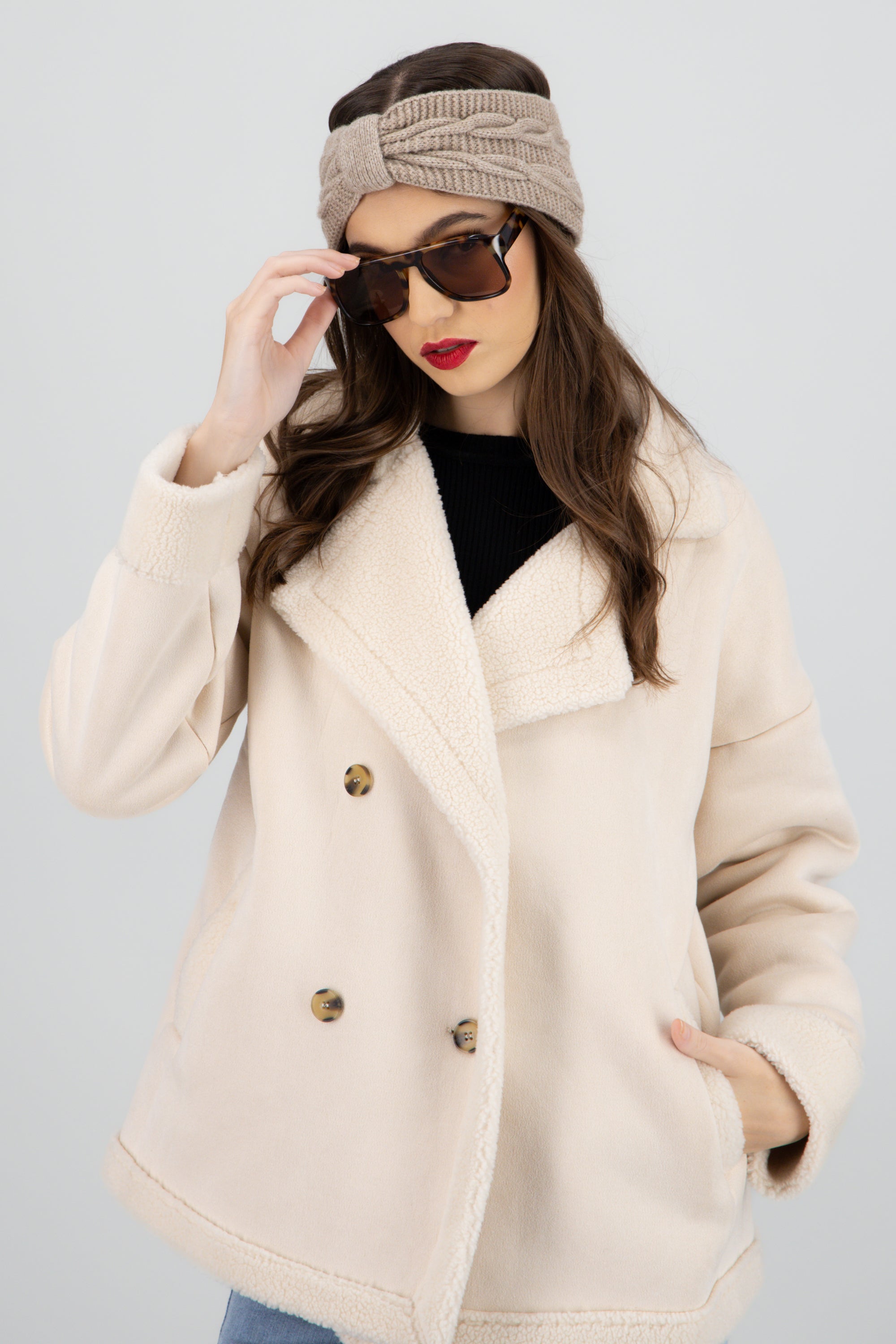 Valerina tejida moño sherpa TAUPE