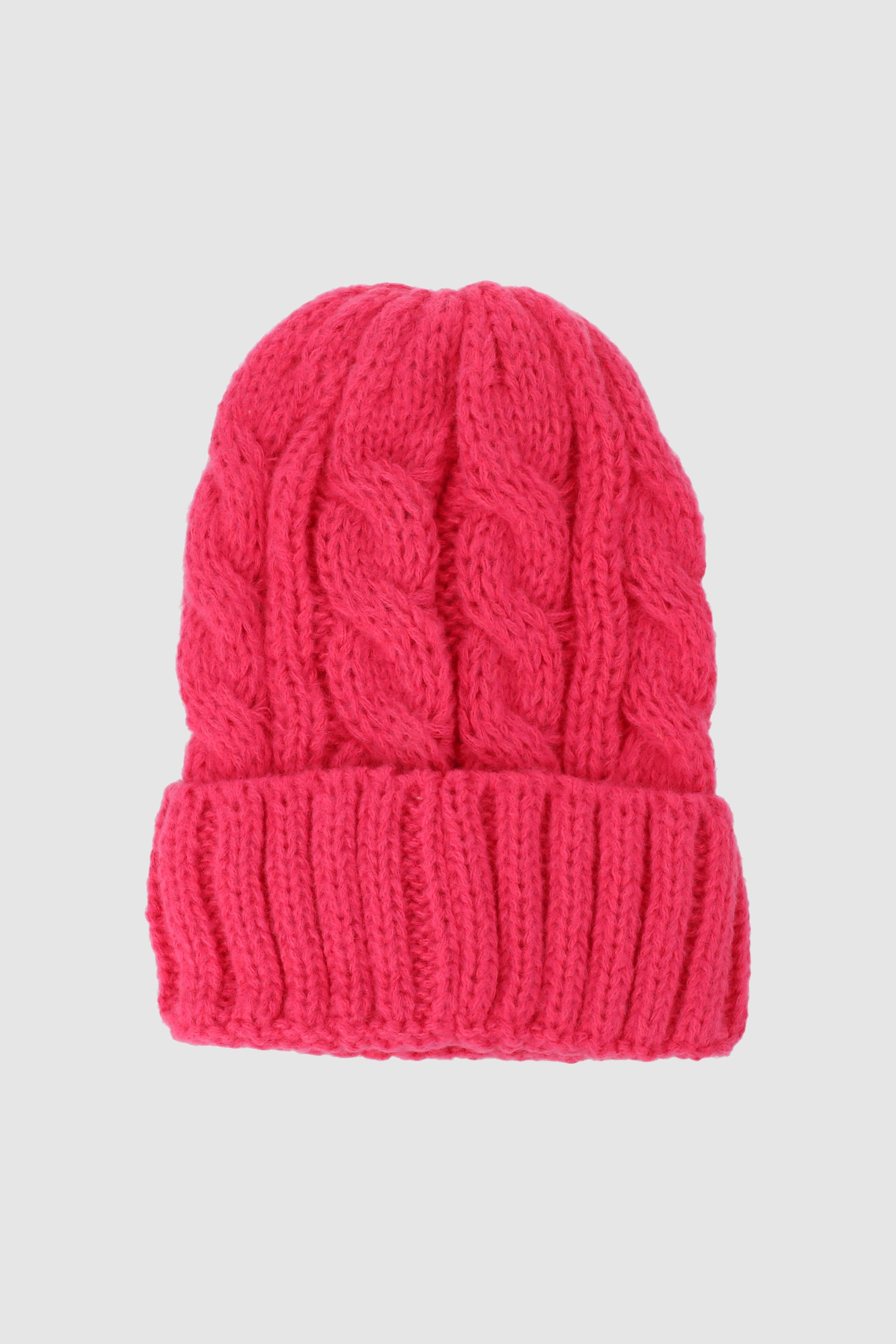 Beanie tejido grueso trenza ROSA