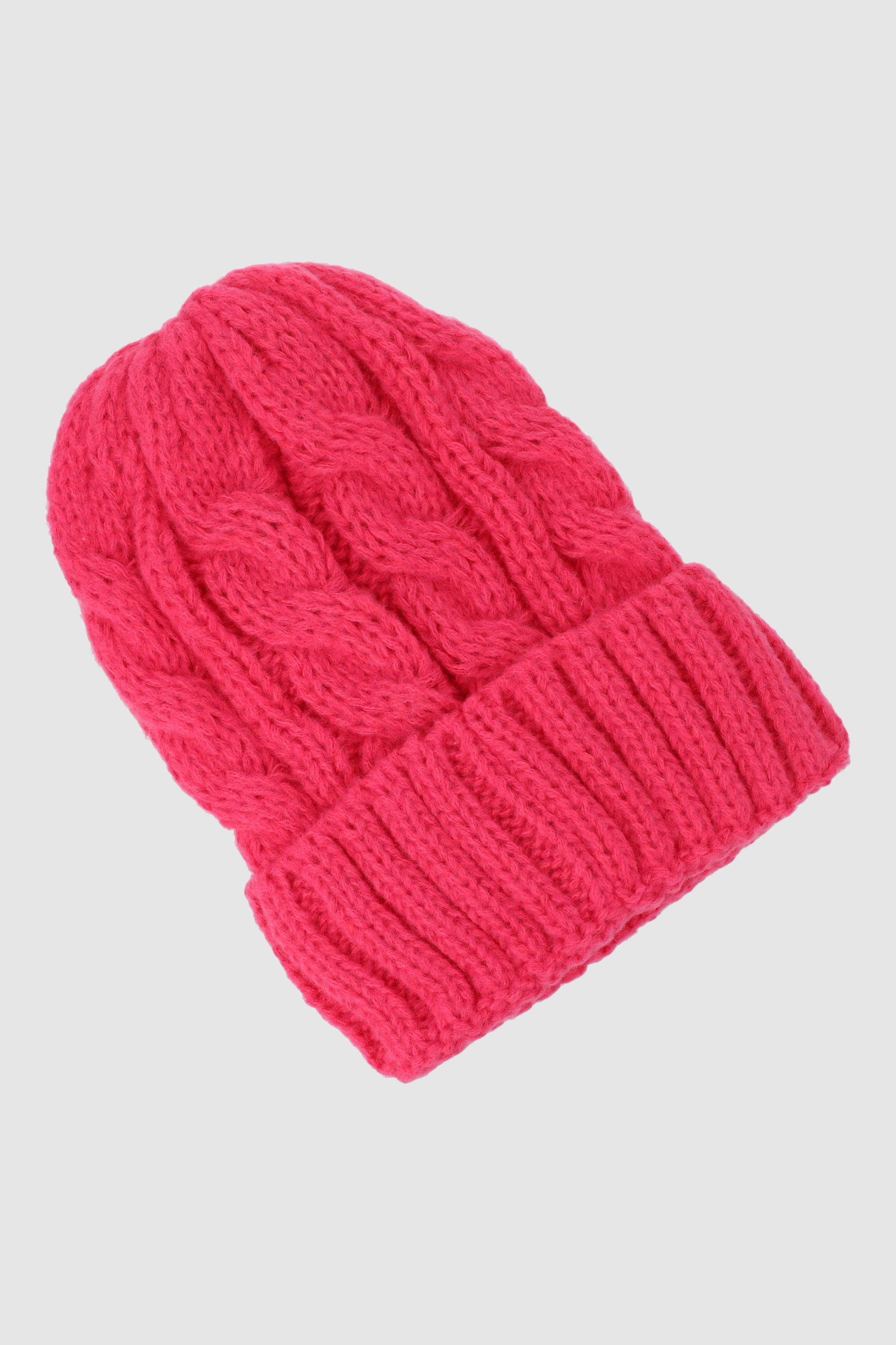 Beanie tejido grueso trenza ROSA