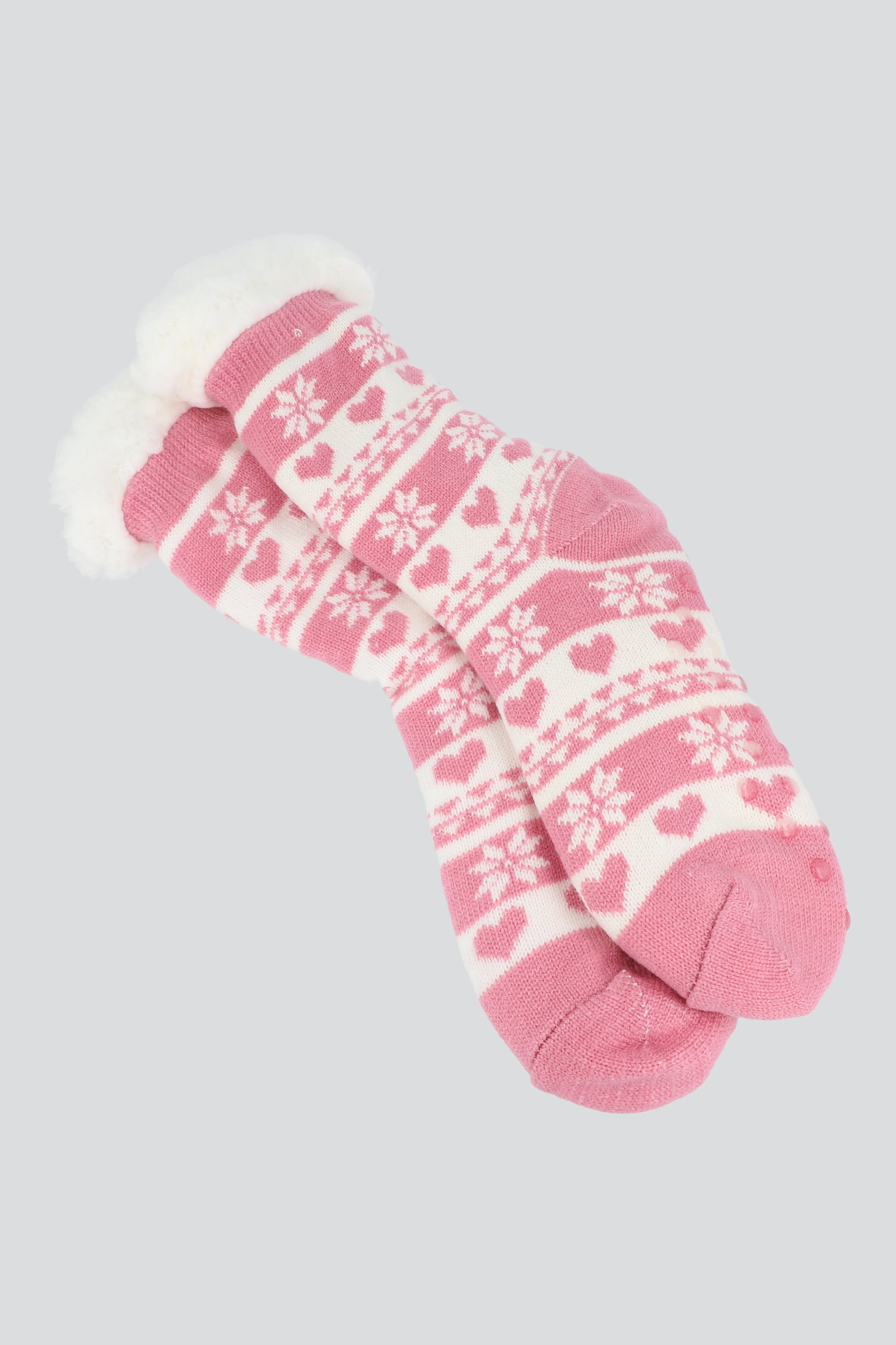 Calcetines de invierno  navideña corazones MALVA