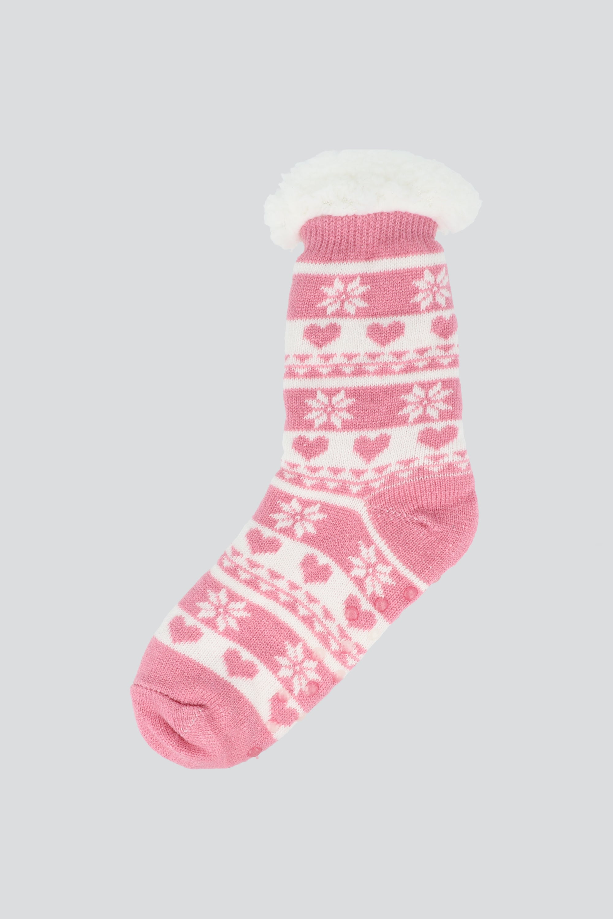 Calcetines de invierno  navideña corazones MALVA