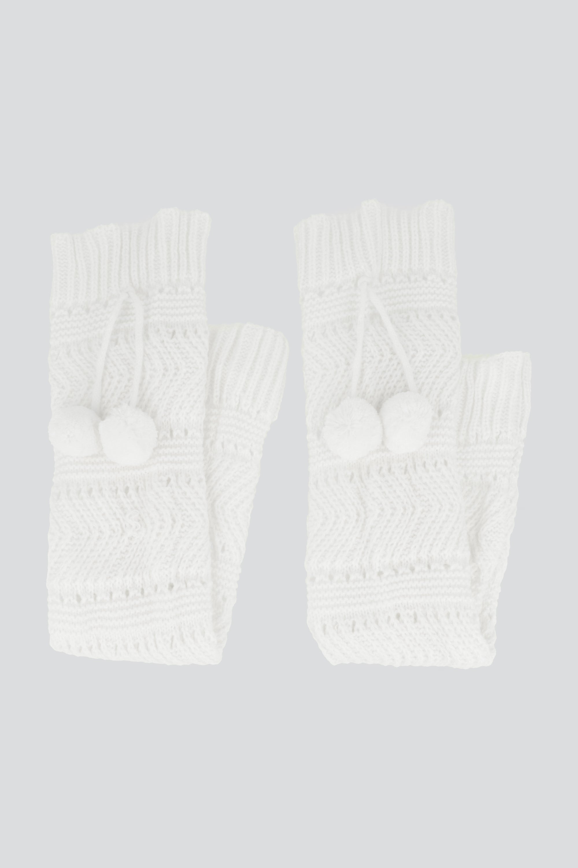 Calentadores tejido pompones HUESO