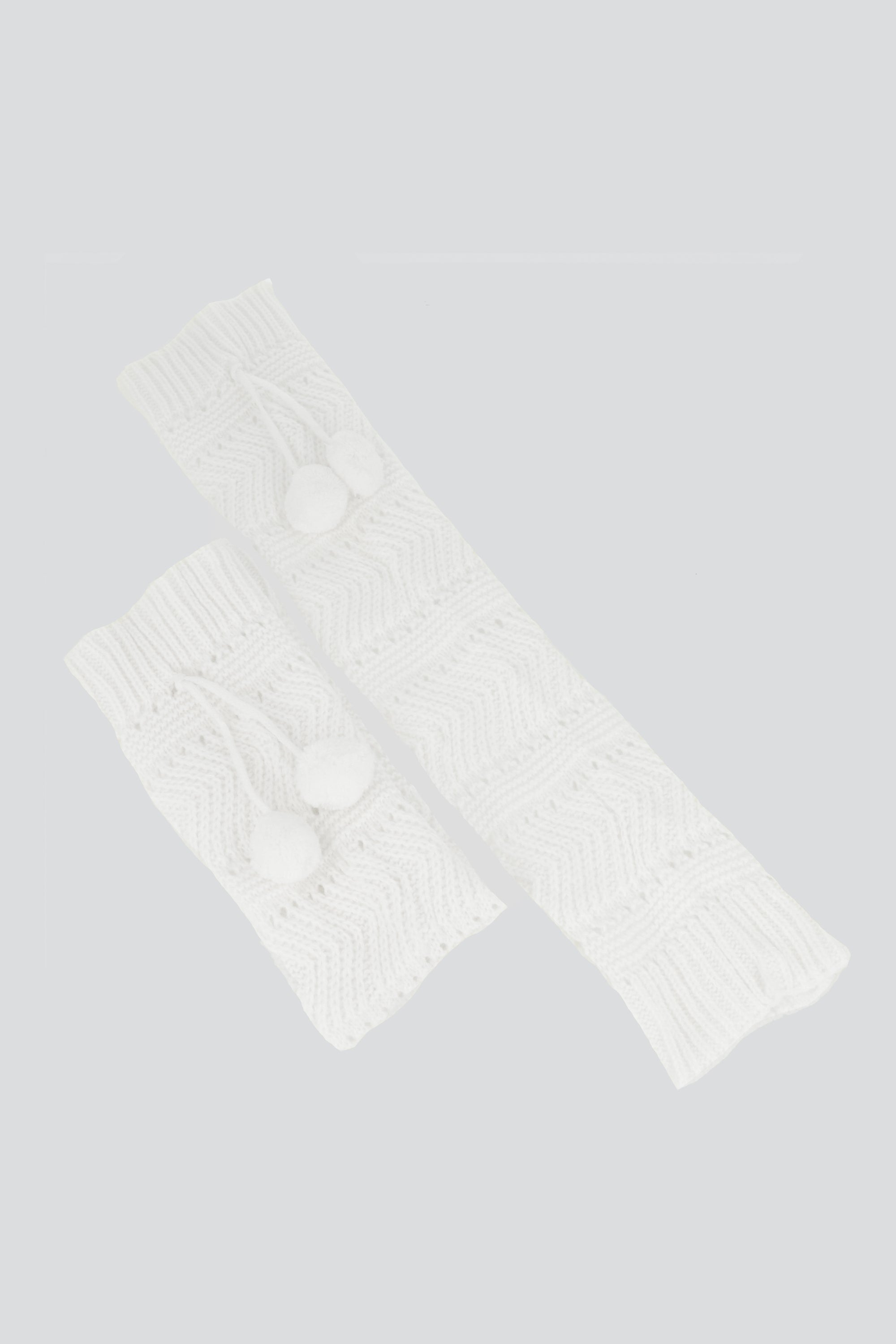 Calentadores tejido pompones HUESO