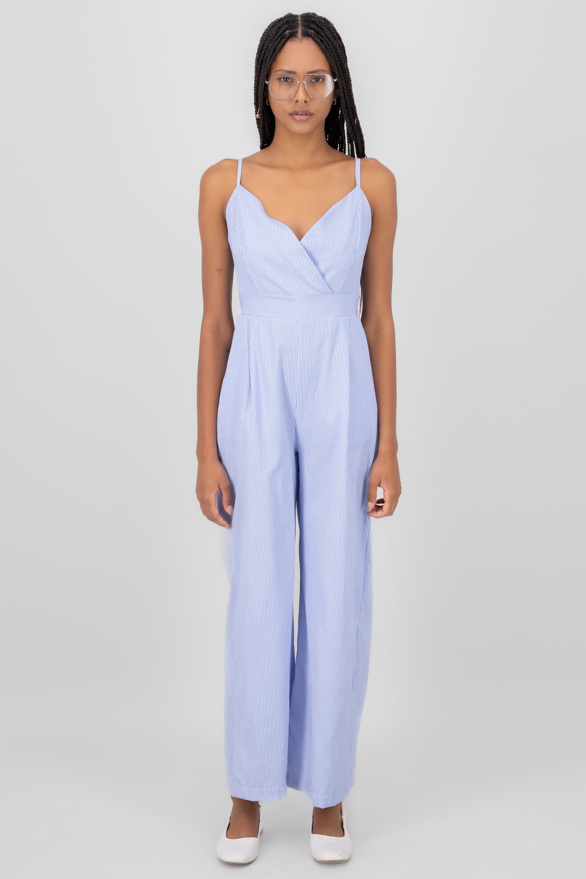 Jumpsuit escote v tirantes AZUL