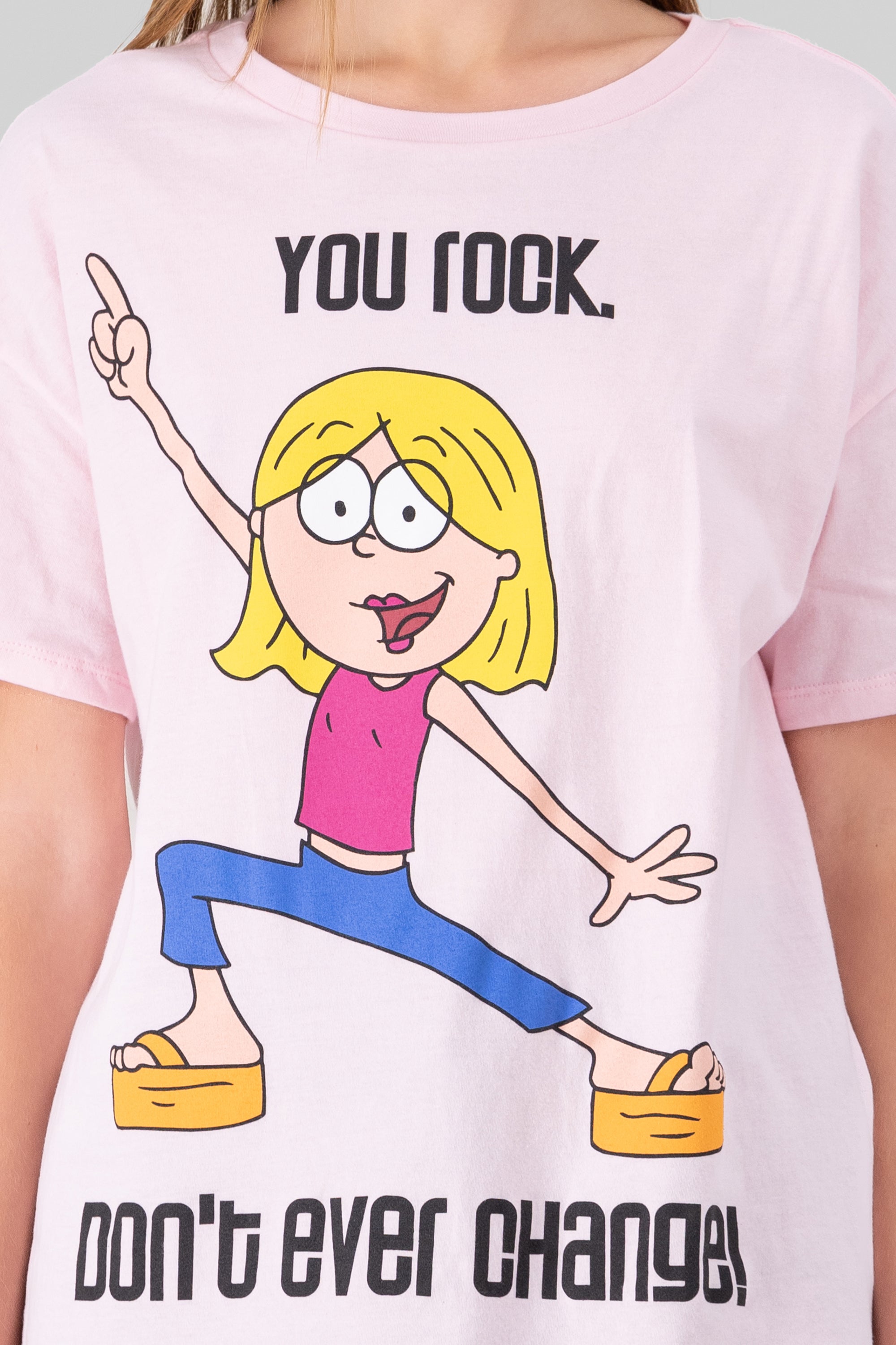 Playera over lizzie you rock ROSA PASTEL