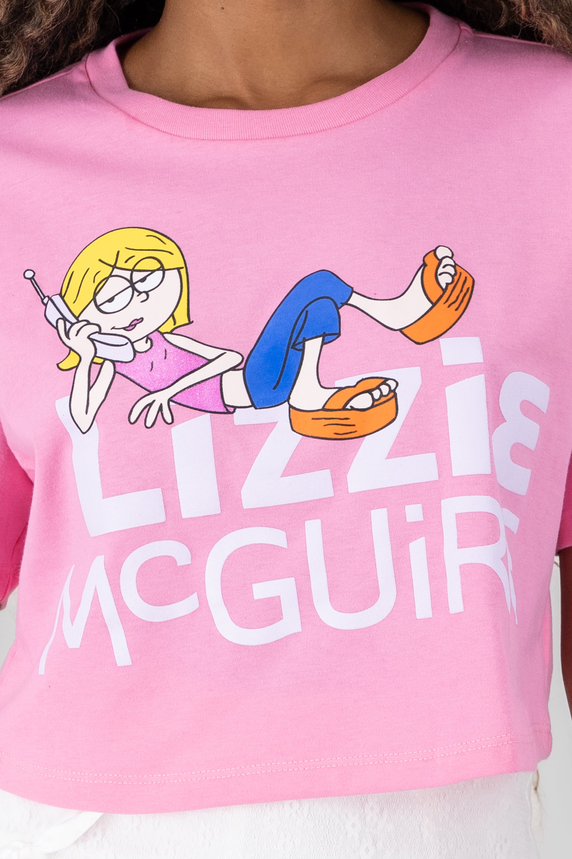 crop lizzie mcguire manga corta ROSA