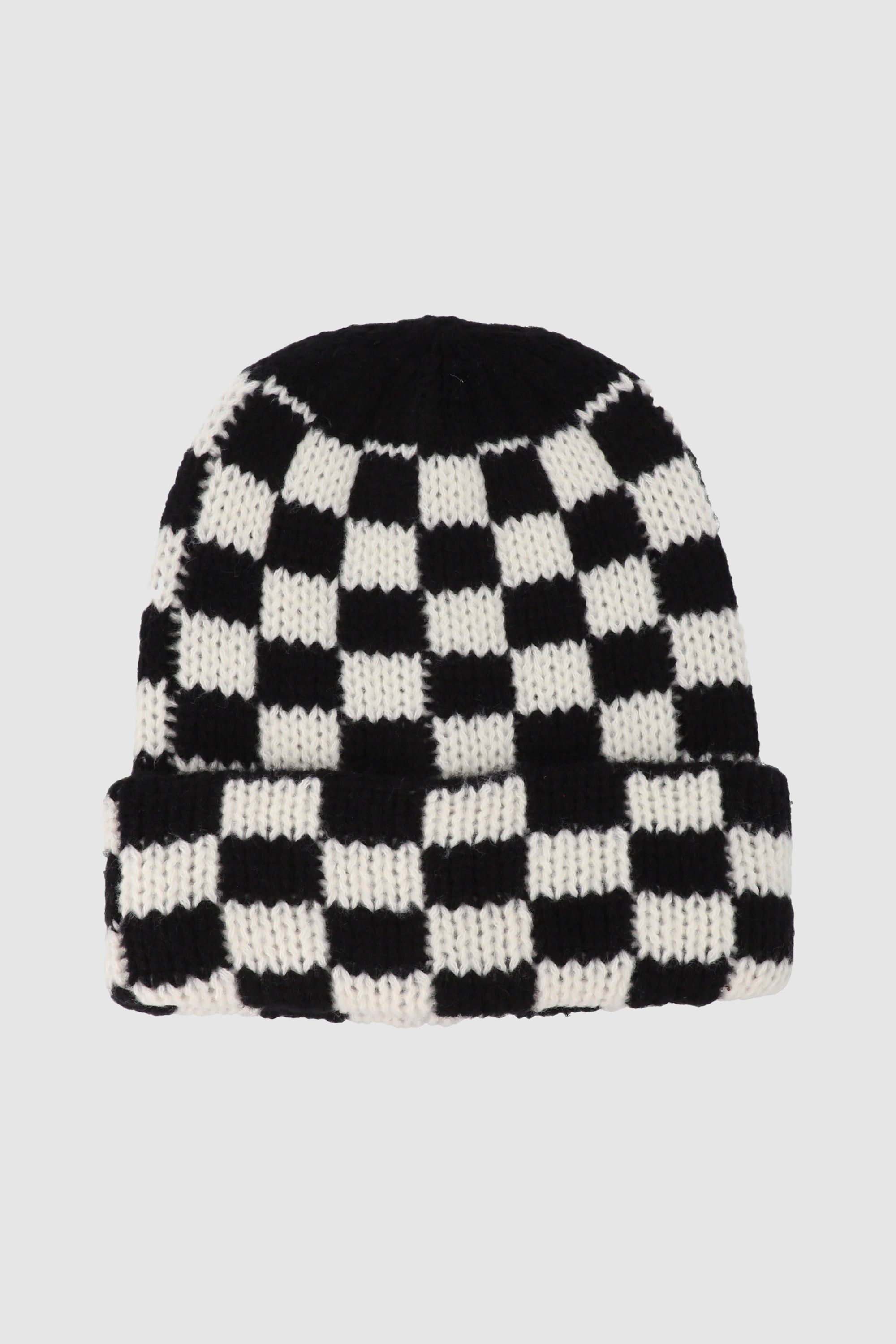 Gorro tejido cuadros NEGRO BLANCO