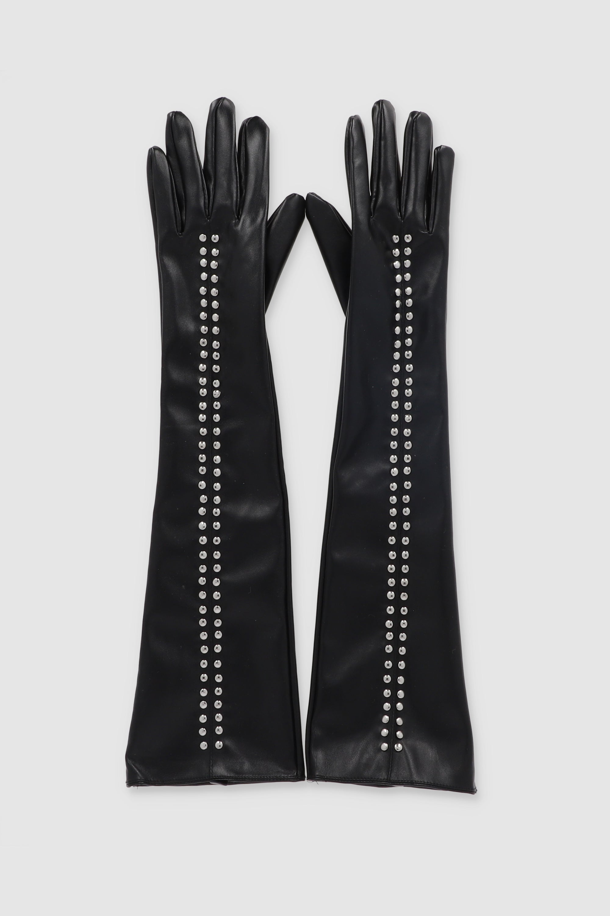 Guantes largos efecto piel studs NEGRO