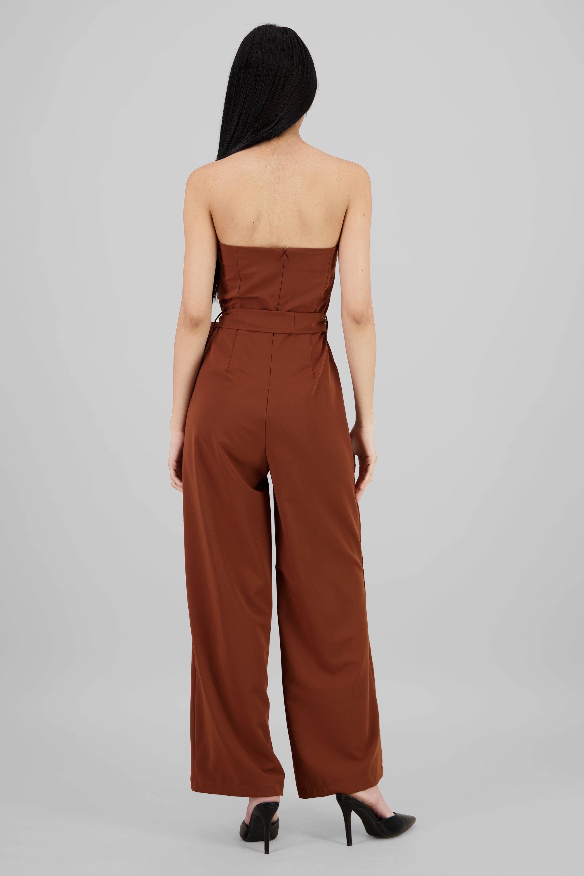 Jumpsuit strapless sastreado CHOCOLATE