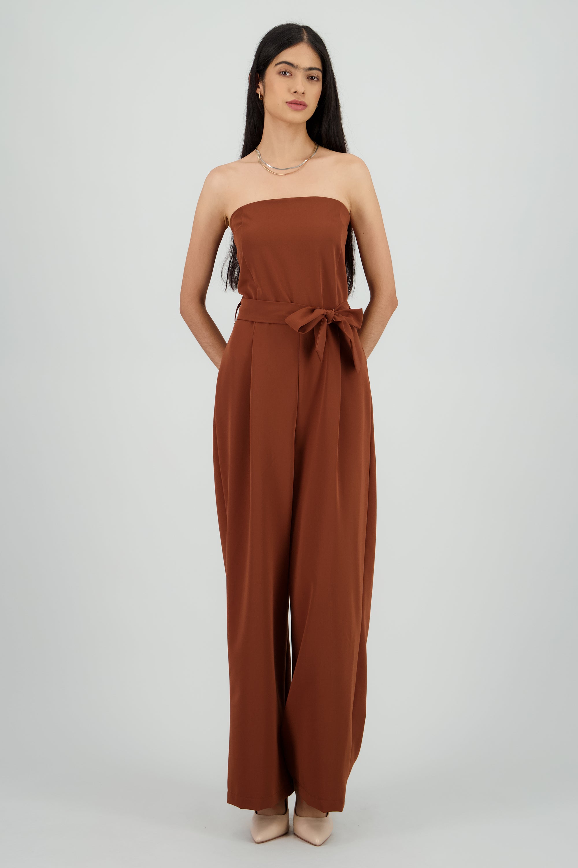Jumpsuit strapless sastreado LADRILLO