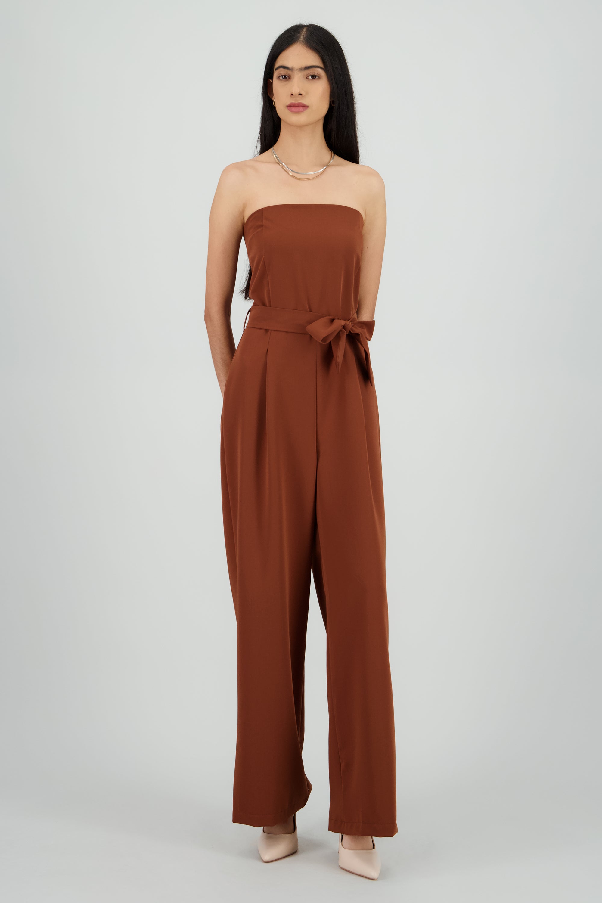 Jumpsuit strapless sastreado LADRILLO