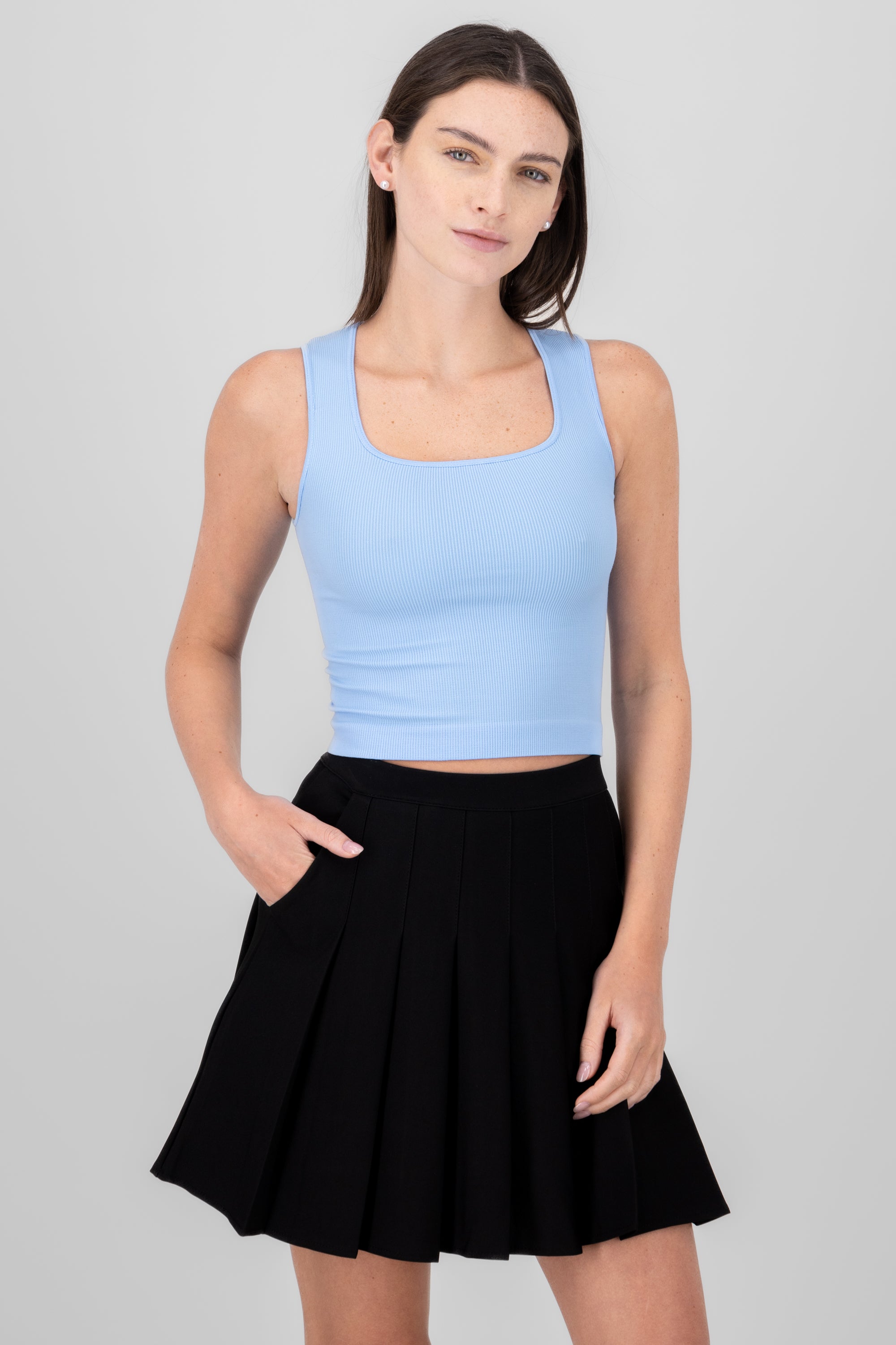 Top seamless escote cuadrado AZUL CIELO