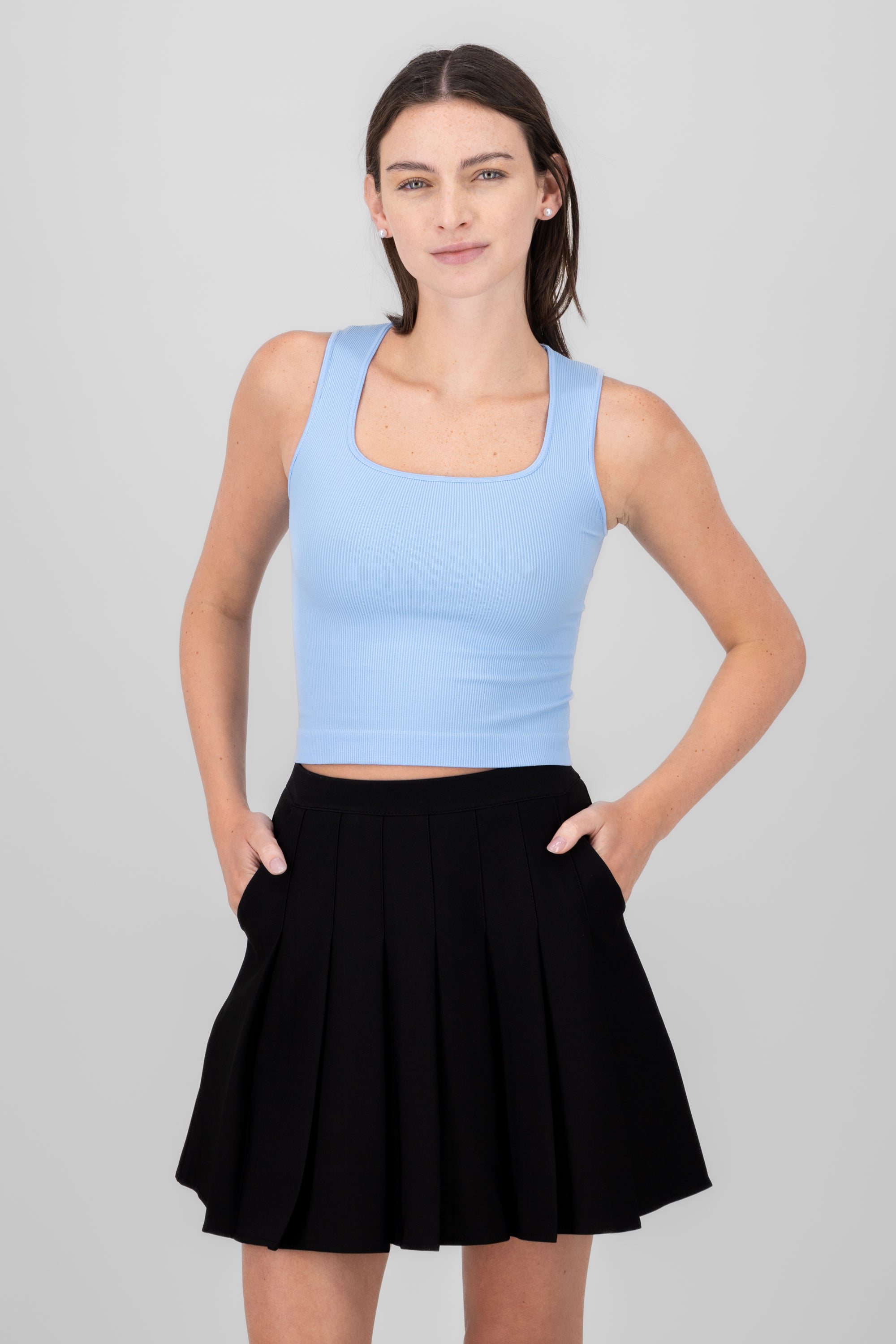 Top seamless escote cuadrado AZUL CIELO