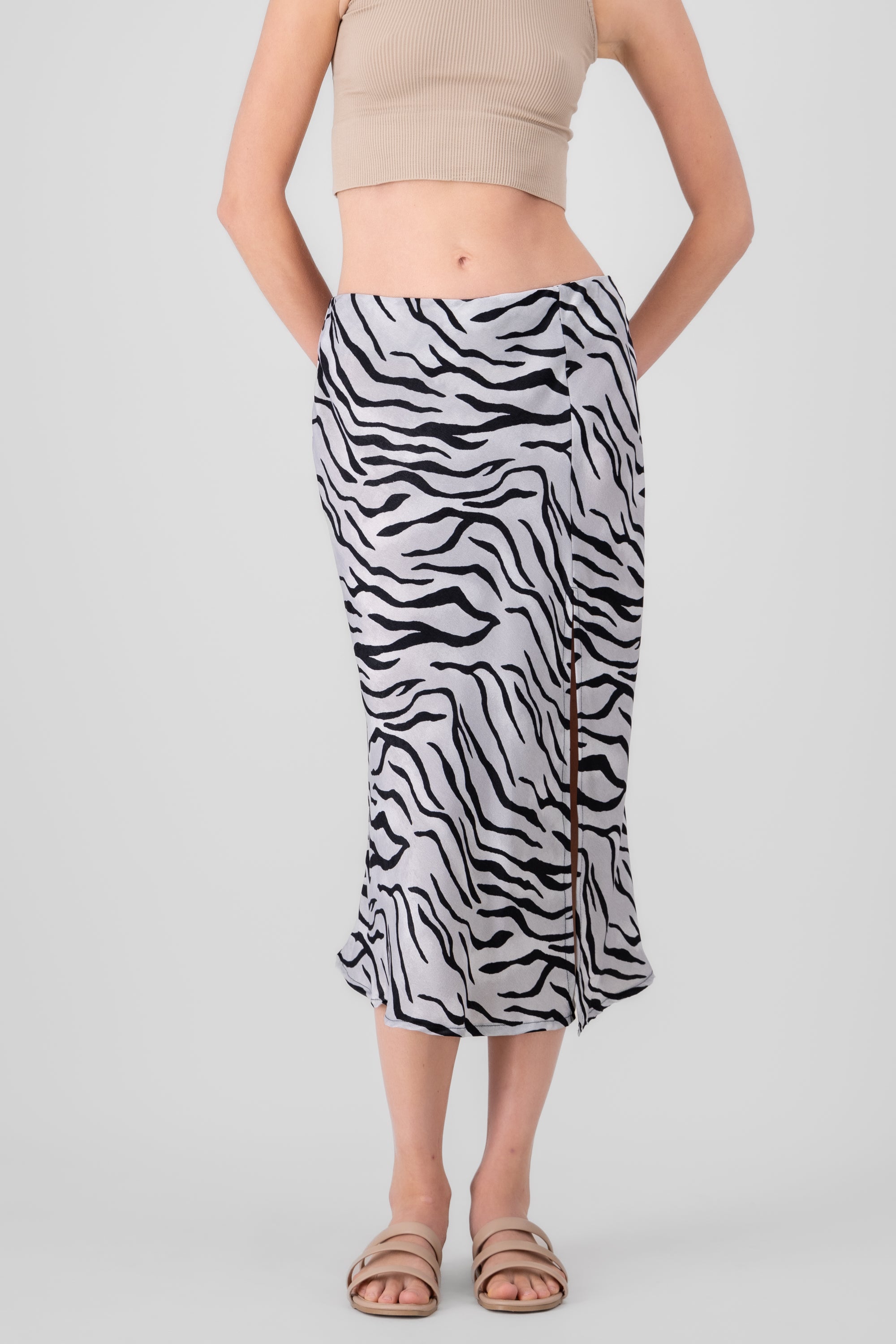 Falda midi estampado animal print BLANCO COMBO