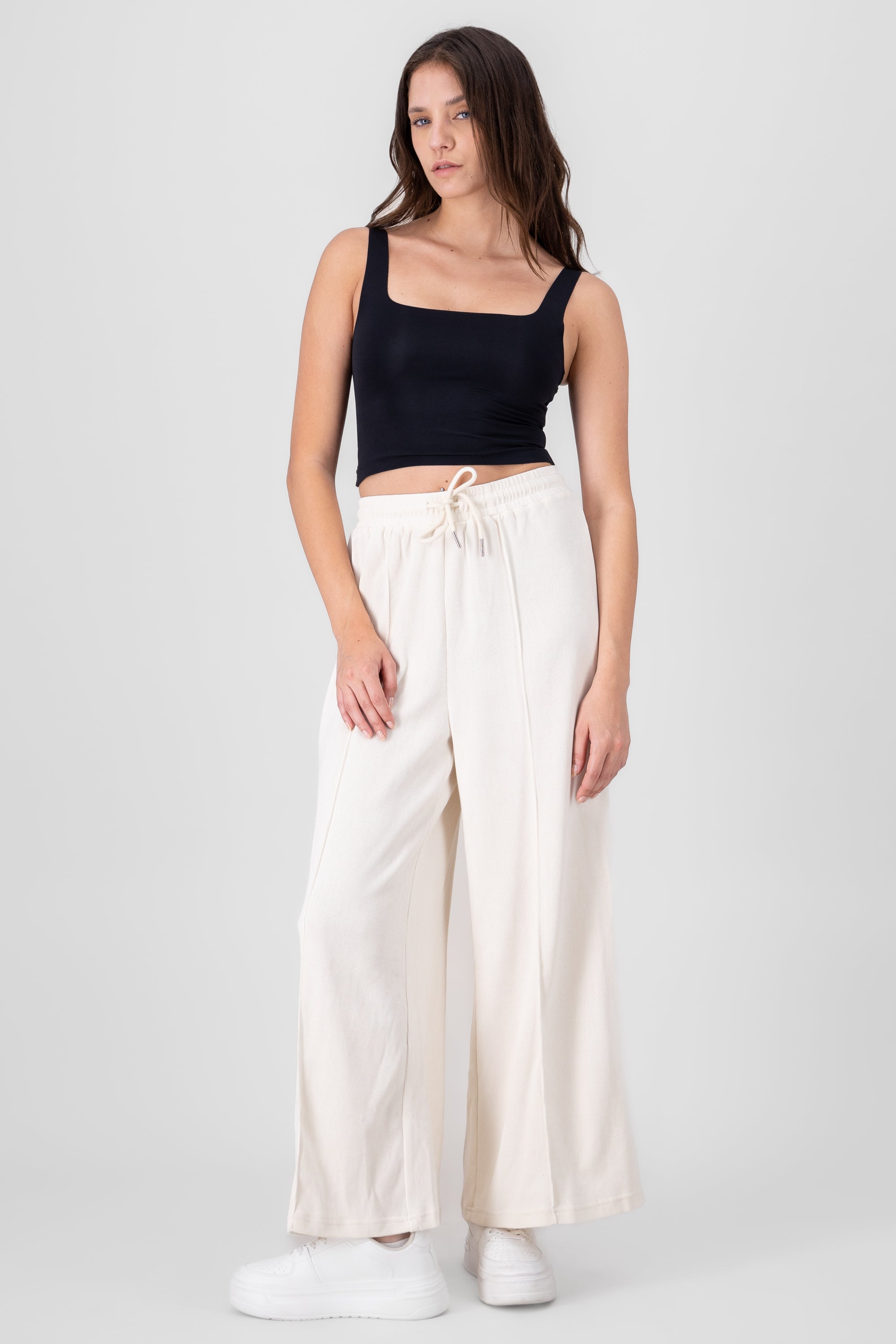 Pantalon liso suave CREMA