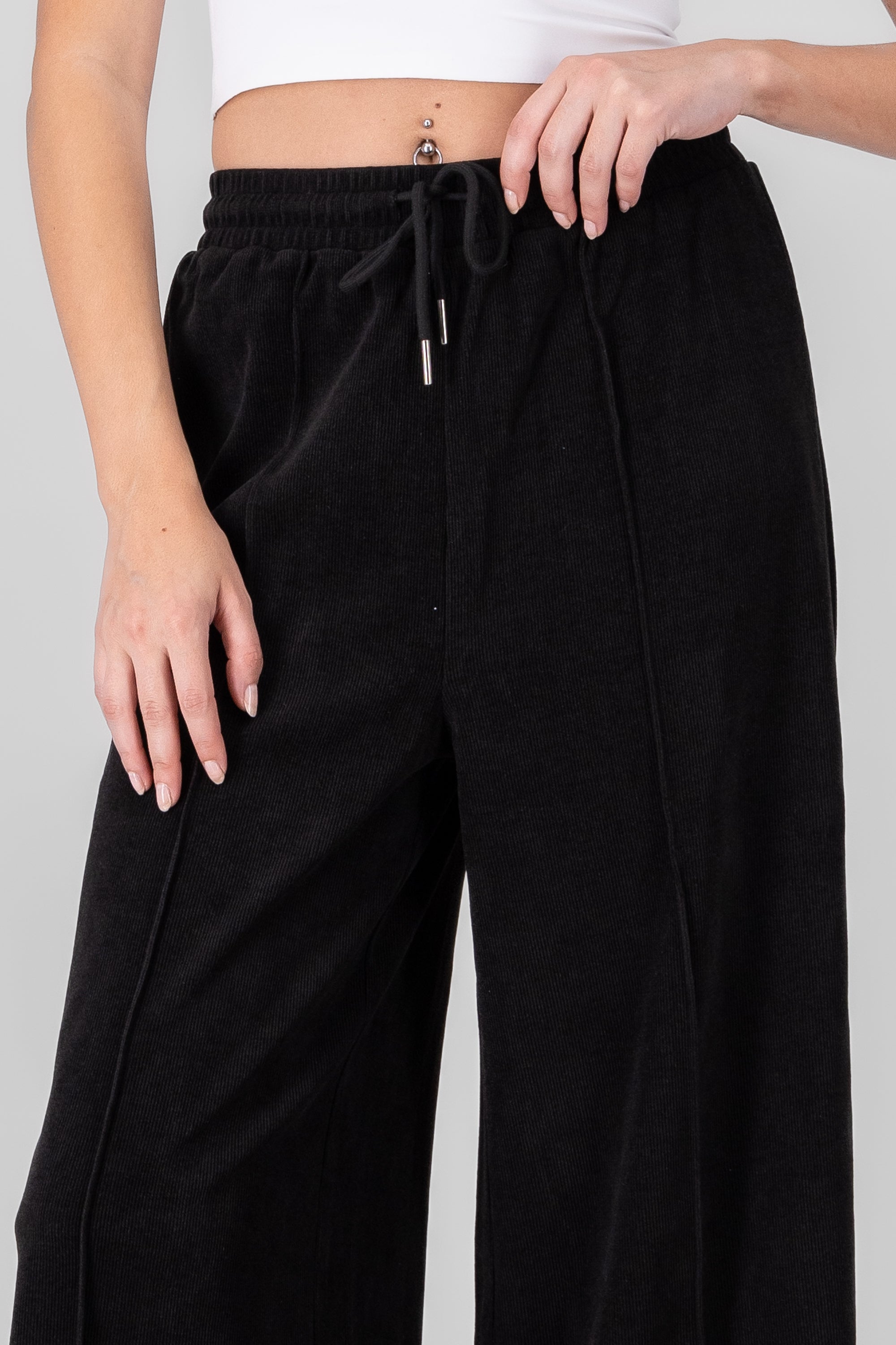 Pantalon liso suave NEGRO